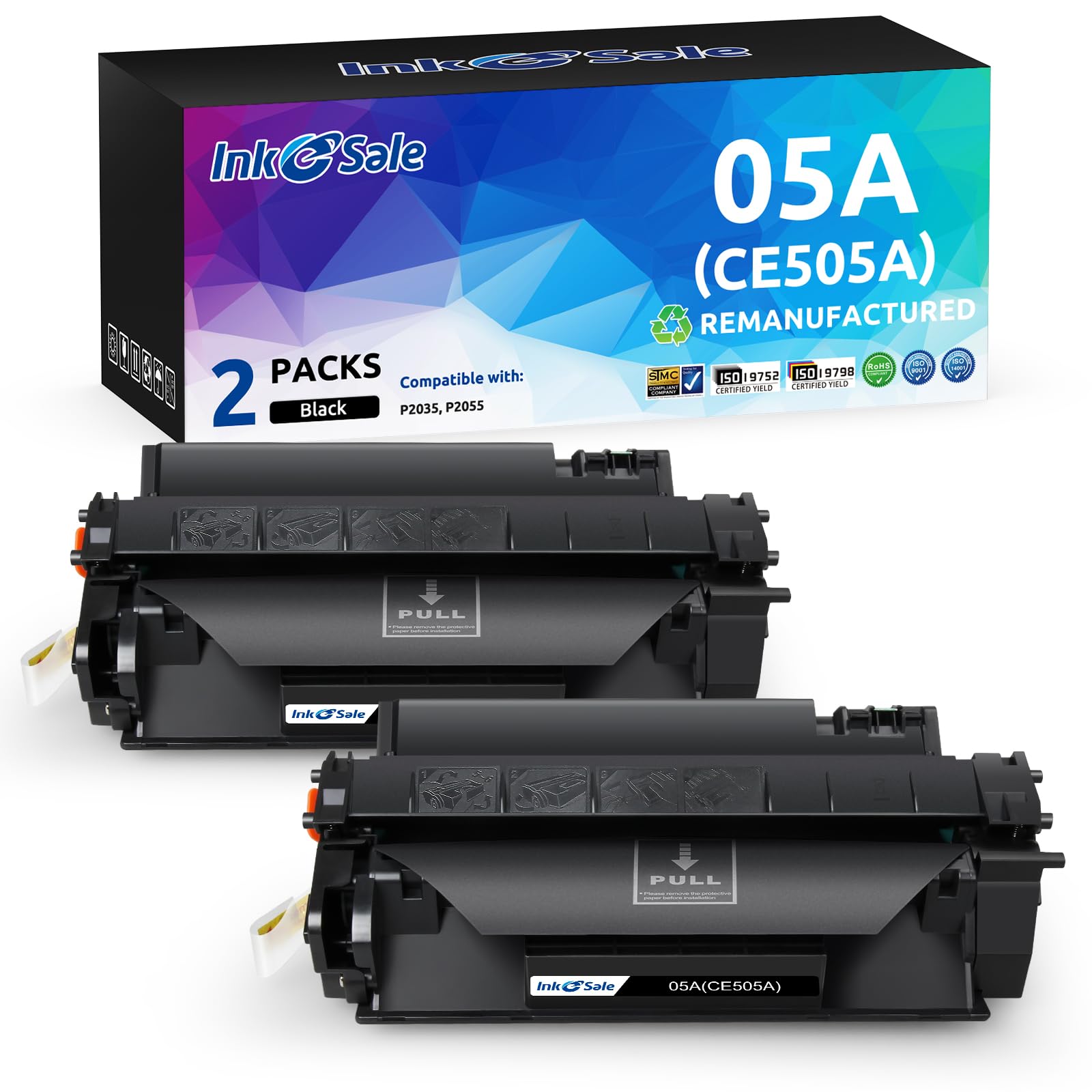 HP CE505A 05A Compatible Toner Cartridge Replacement - 2 Pack Black for HP LaserJet P2035 P2035n P2050 P2055 P2055d P2055dn P2055x Series Printers | High-Quality Printing for Office Documents, Reports & Business Materials