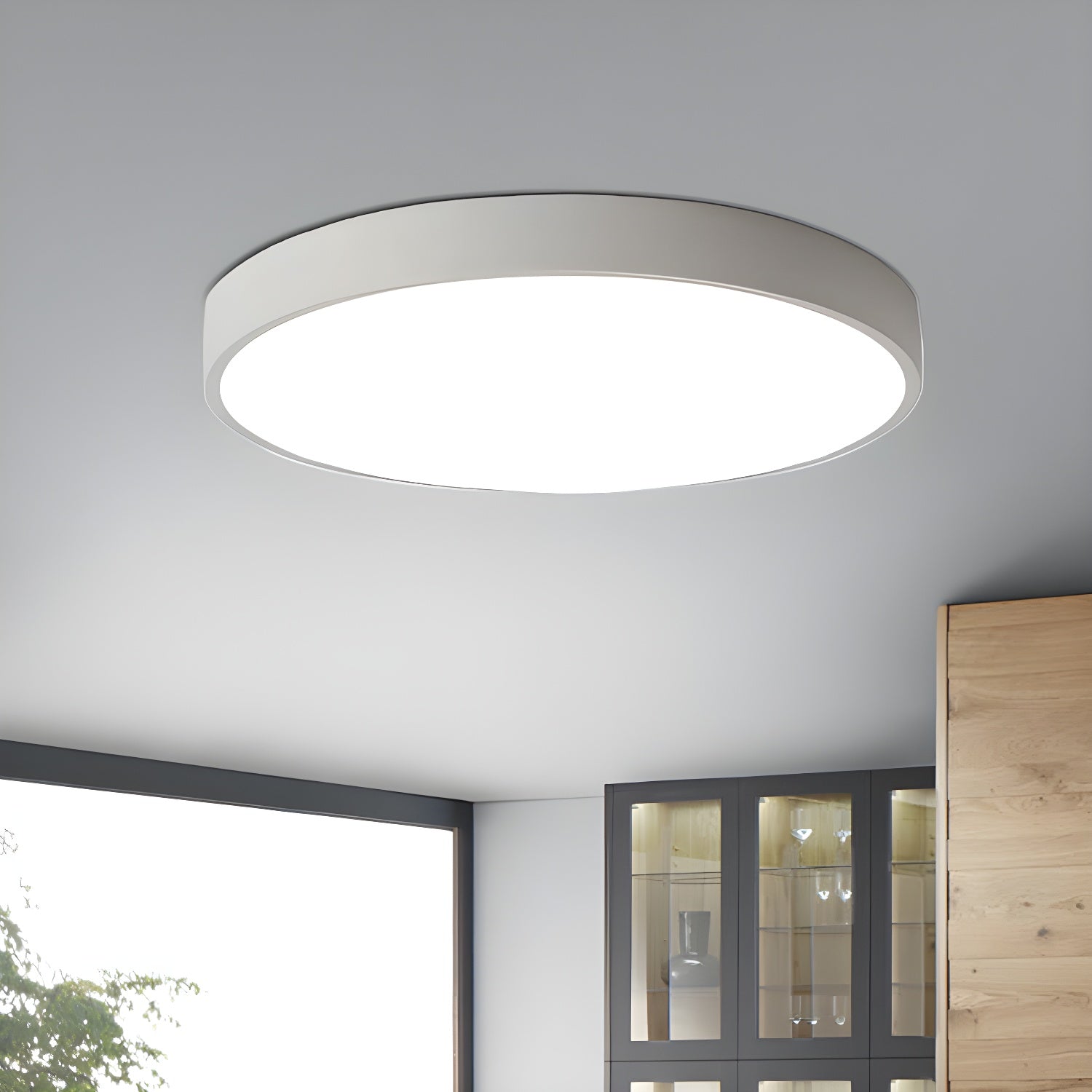 Modern Circular Slimline Ceiling Light Fixture - Energy Efficient LED Flush Mount Lighting for Bedroom, Living Room & Kitchen | Home & Office Interior Decor