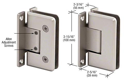 CRL Satin Chrome 337 Series Adjustable Wall Mount Full Back Plate Hinge - Heavy Duty Cabinet Door Hinge for Kitchen, Bathroom & Furniture Installation