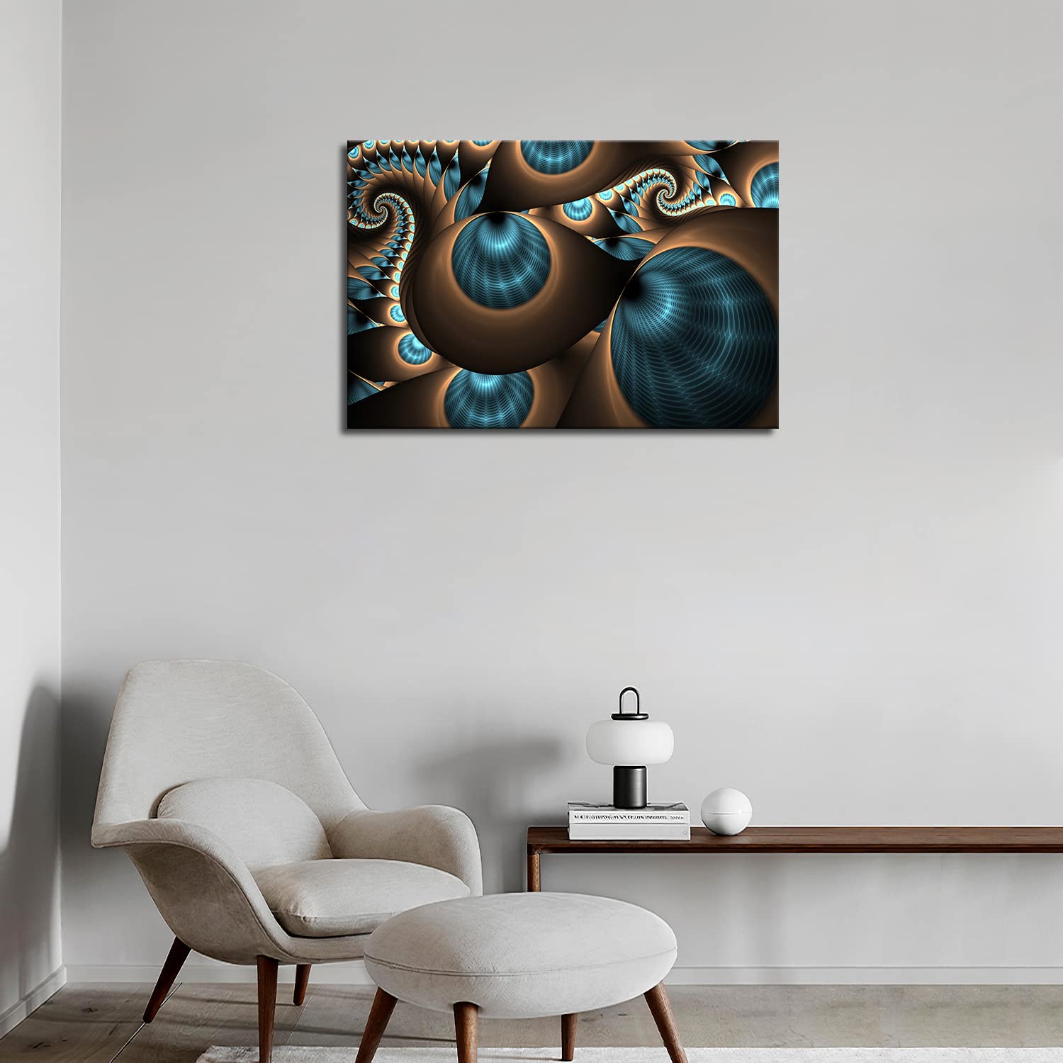 Abstract Blue and Brown Hole Design Wall Art Painting - Canvas Print for Modern Home Decor, Living Room & Office Decoration - Unique Gift Idea for Housewarming & Holidays