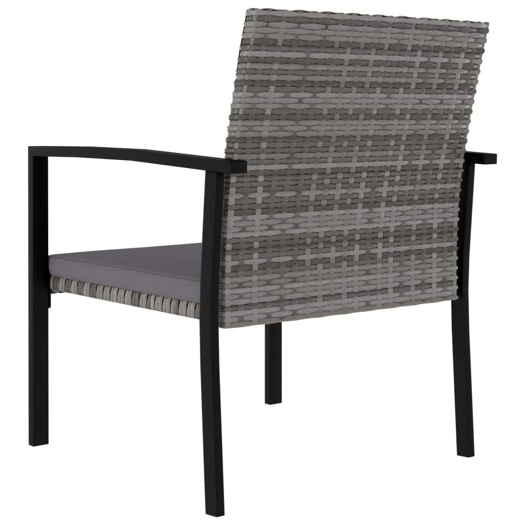 Durable Weatherproof Outdoor Chairs Set of 2 - Gray Poly Rattan Garden Dining Chairs for Patio, Backyard, and Poolside Relaxation