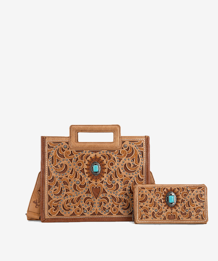 Montana West Embroidered Tote Bag Set - Stylish Cut Out Design for Women, Perfect for Work, Travel and Shopping