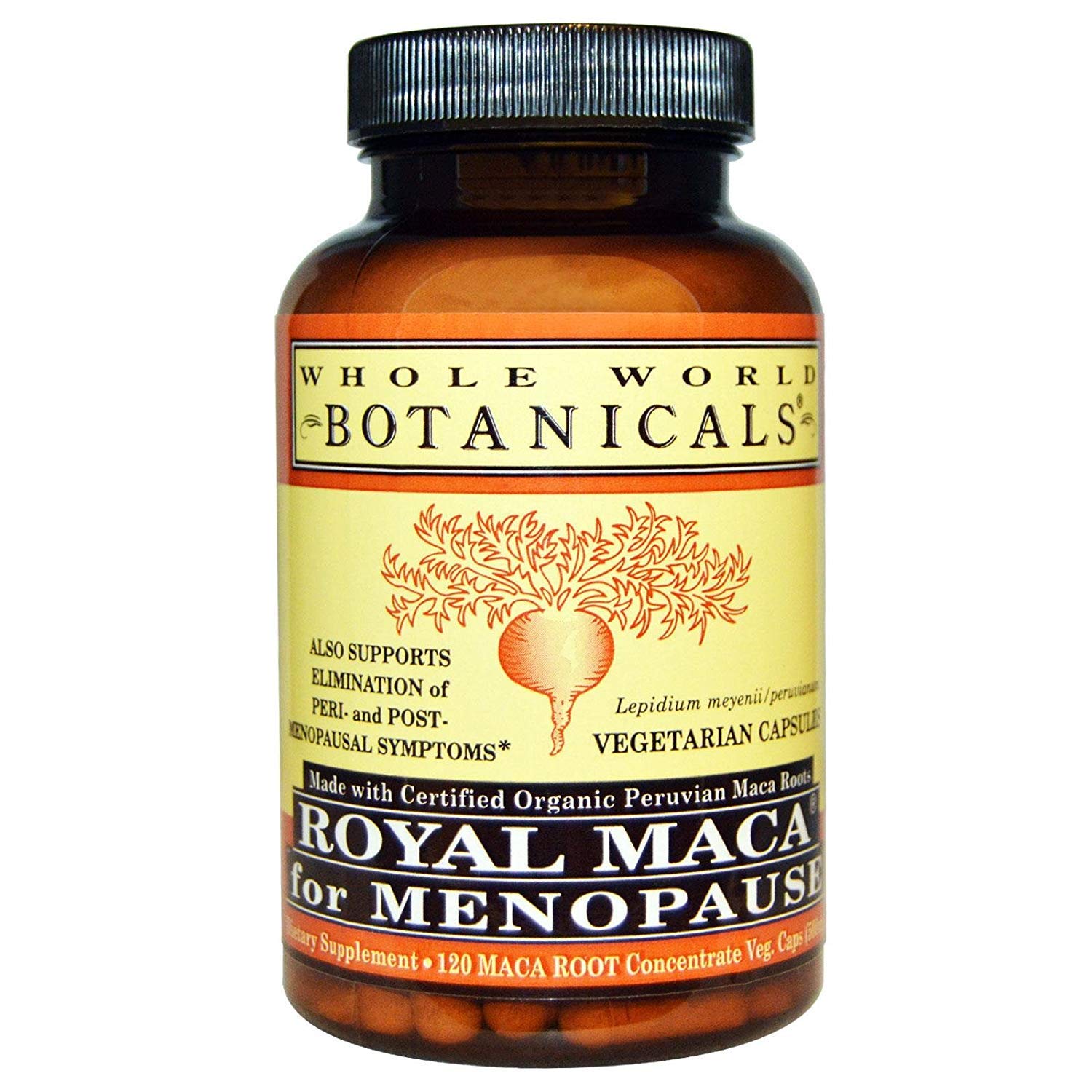 WHOLE WORLD BOTANICALS Royal Maca Capsules 120ct - Natural Menopause Relief Supplement for Women, Hormone Balance & Energy Support, Vegan & Non-GMO