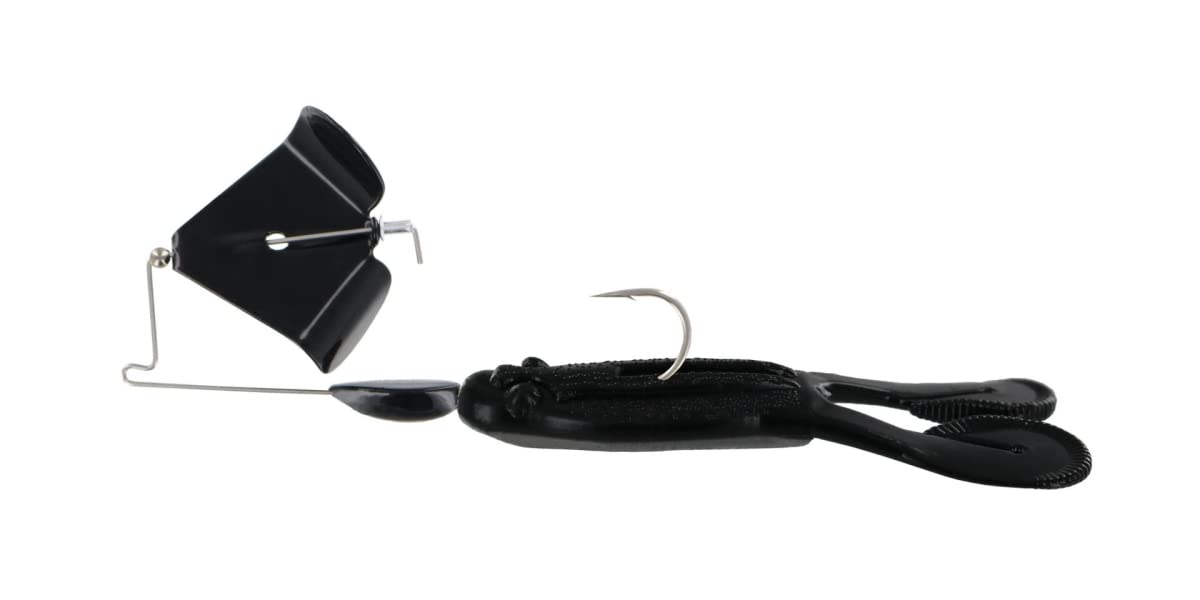 Big Bite Baits 3/8 oz Tour Toad Buzzbait - Black Blade & Black Toad Lure for Bass Fishing - Perfect for Topwater Fishing in Lakes and Ponds