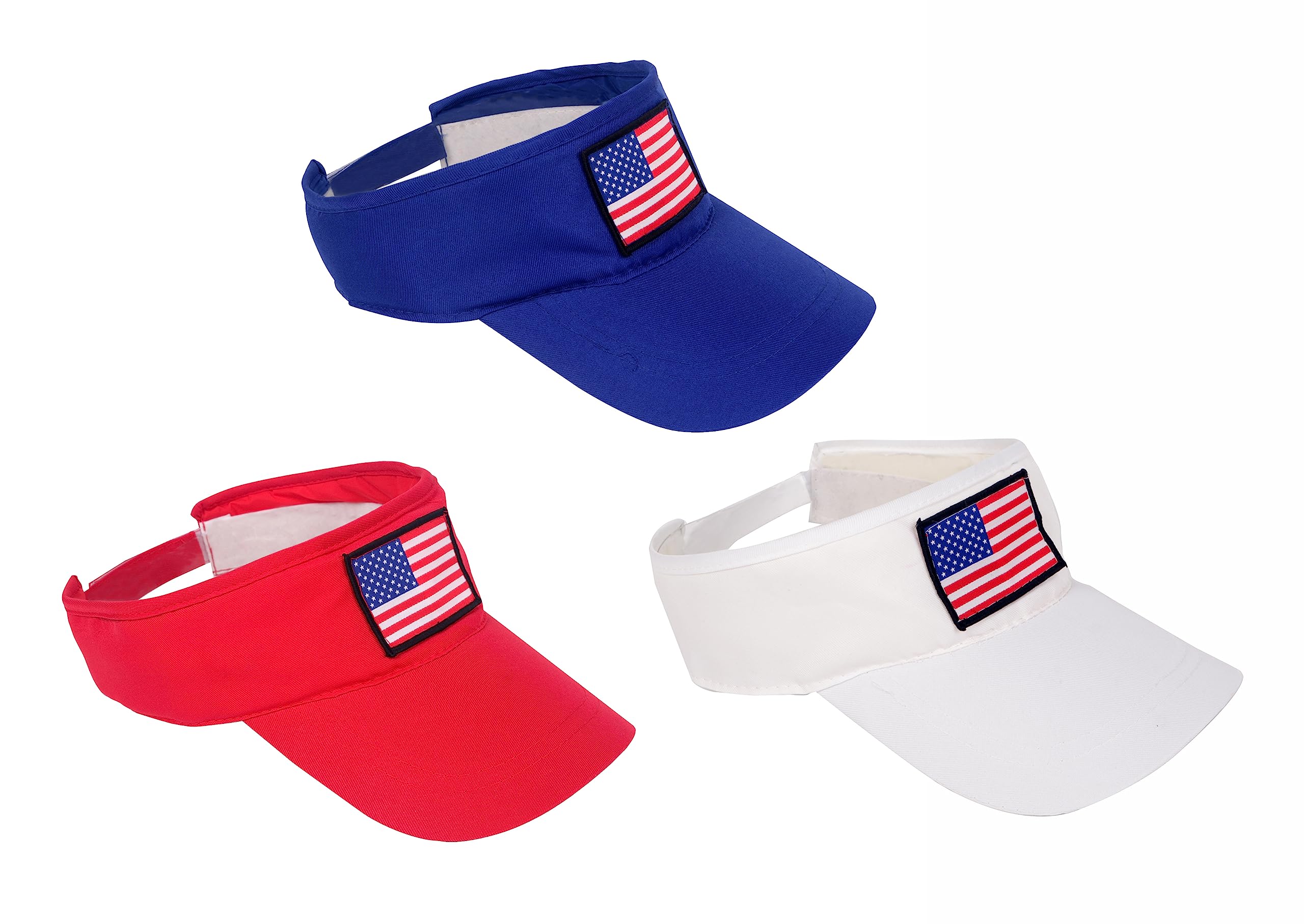 24 Pack Bulk American Flag Sun Visor Hats - Patriotic Baseball Caps for Outdoor Sports, BBQ, 4th of July & Summer Events