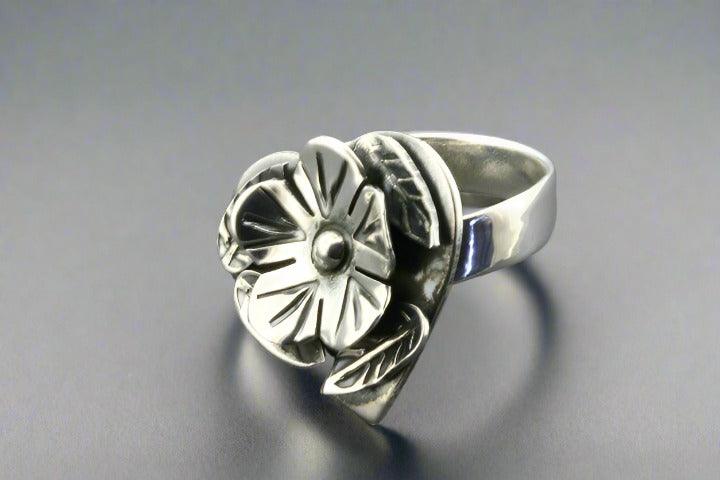 Flowering Heart Ring - Sterling Silver Adjustable Ring for Women - Perfect for Valentine's Day, Anniversary & Romantic Gifts