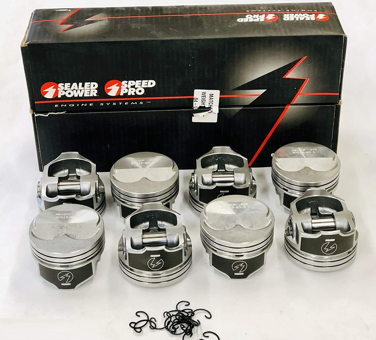 SPEED PRO Chevy 350 5.7L Hypereutectic .125 Dome Pistons with MOLY Rings - 10.7:1 Compression Ratio .040 - High Performance Engine Upgrade for Racing & Street Use