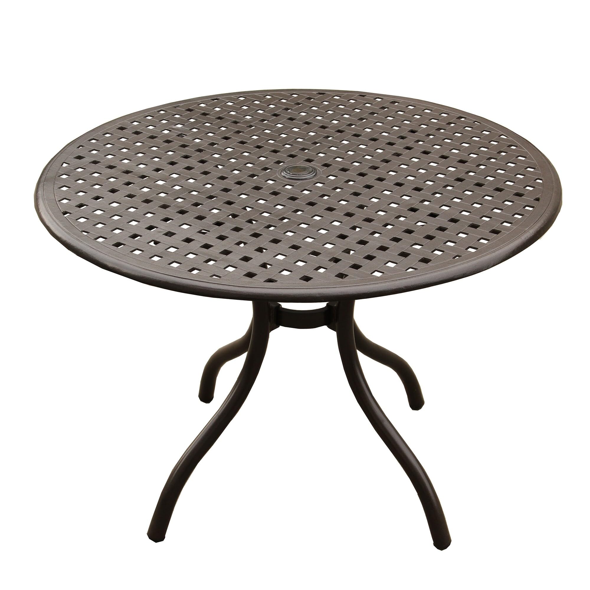 Modern 42-inch Round Outdoor Dining Table - Black Aluminum Mesh Patio Table by Oakland Living | Perfect for Backyard, Garden, Poolside & Restaurant Outdoor Seating