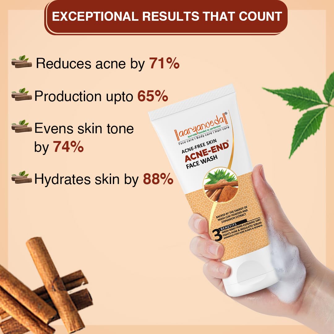 Aryanveda Anti Acne Face Wash with Neem, Tulsi & Tea Tree Oil - 100ml (Pack of 2) for Men & Women - Clears Breakouts & Prevents Pimples - Perfect for Daily Skincare Routine & Oily Skin Care