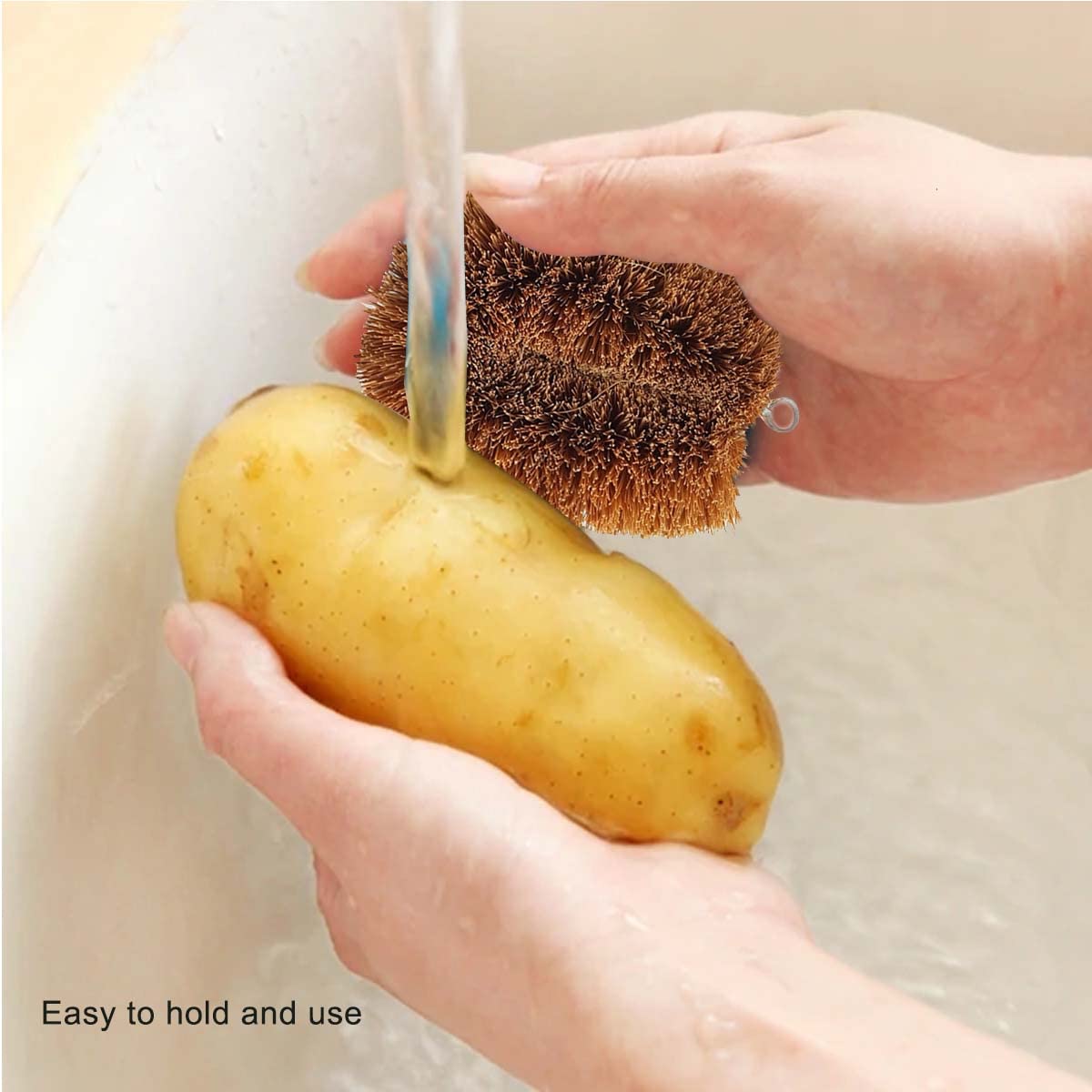 Natural Coconut Fiber Scrubber Brush for Fruits, Veggies & Kitchen Cleaning