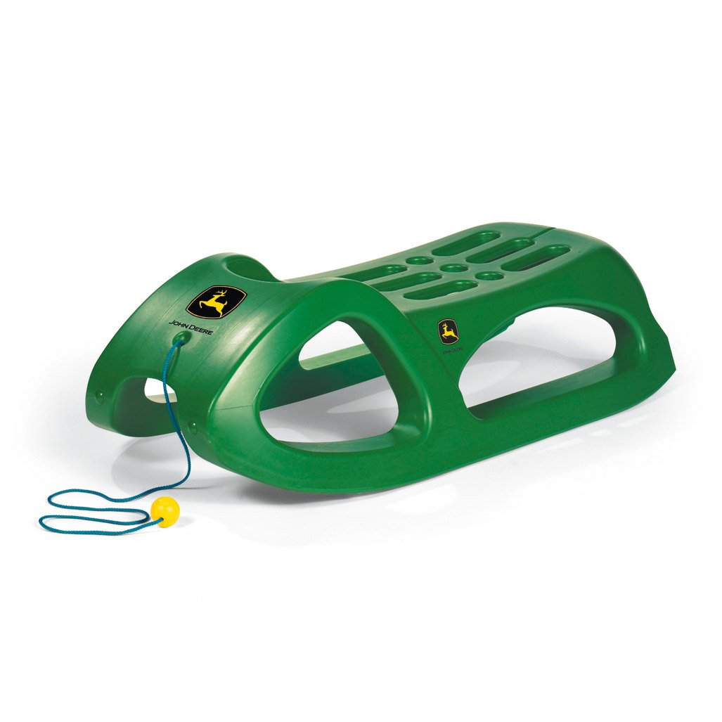 John Deere Sled with Stainless Steel Runners & Tow Handle - Heavy Duty Winter Snow Sled for Kids & Adults Ages 3+ - Perfect for Snowy Hills, Backyard Fun & Family Outdoor Activities