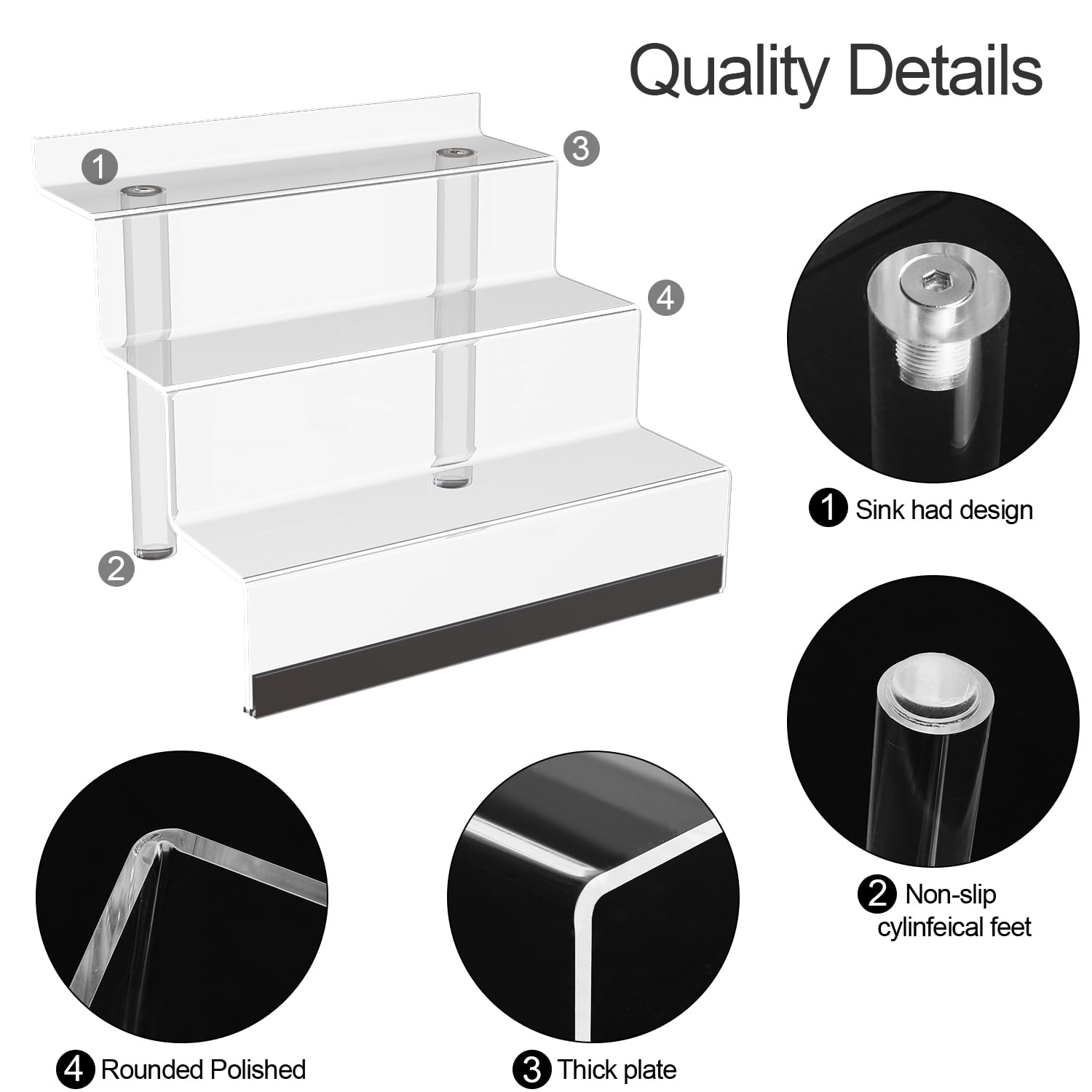 3-Tier Acrylic Perfume Display Stand with LED Lights - Clear Cologne Organizer for Men & Women, Multi-Purpose Shelf for Fragrances, Figures, Cupcakes & Desserts - Perfect for Vanity, Bathroom & Retail Store Displays