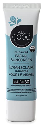 All Good Facial Mineral Sunscreen Lotion SPF 30 | Natural Daily Moisturizer with Hyaluronic Acid, Green Tea & Botanicals | Vegan, Reef-Safe, Chemical-Free Sun Protection (1.7oz) | Perfect for Beach Days, Outdoor Activities & Daily Skincare Routine