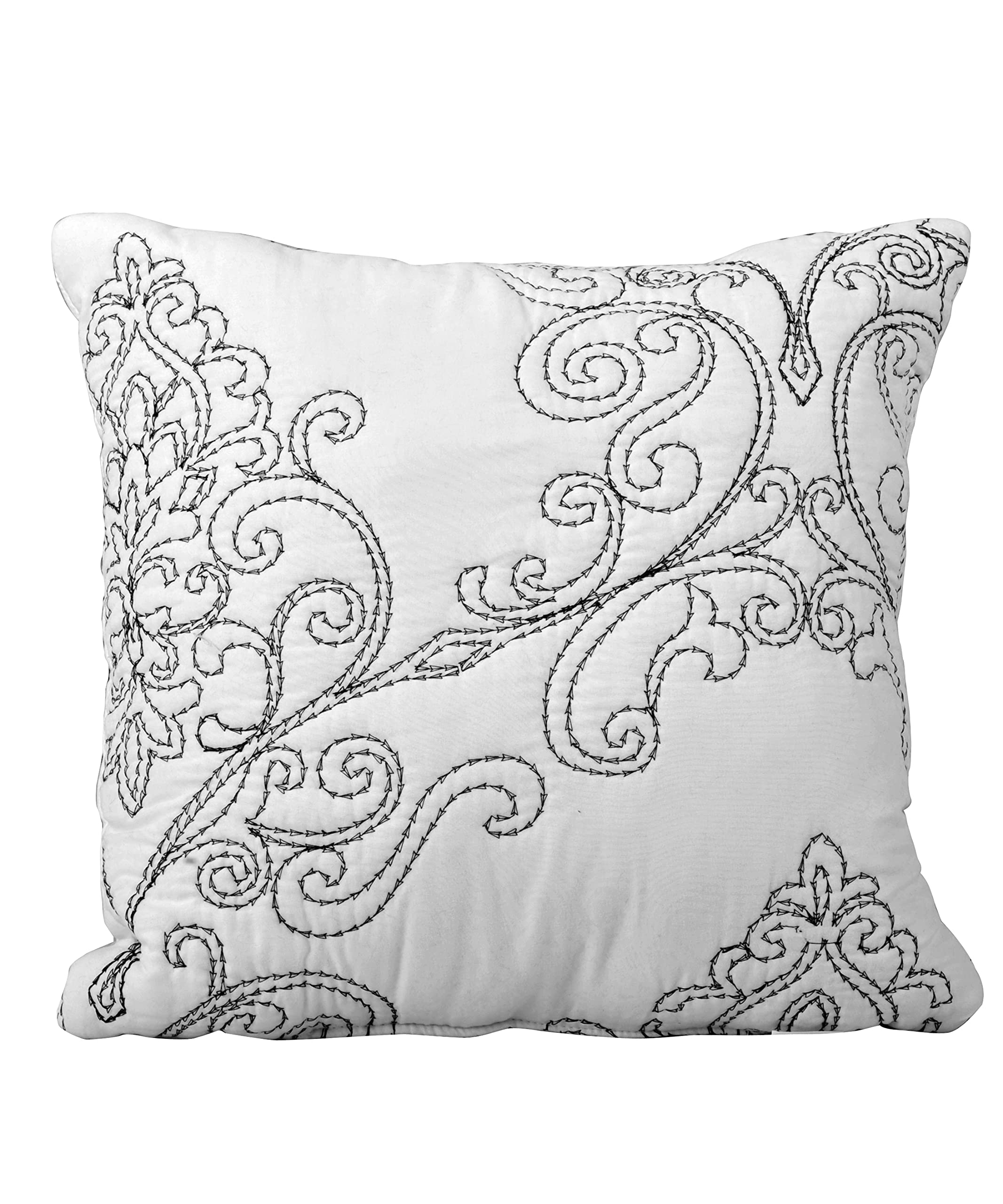 Elegant Antique Damask Embroidery King Size Quilt Bedspread Set - 4 Piece 120x120 Inch Oversized Bedding with Scallop Edges, Ultra Soft Lightweight Coverlet in White - Perfect for Master Bedroom, Guest Room & Luxury Hotel Decor