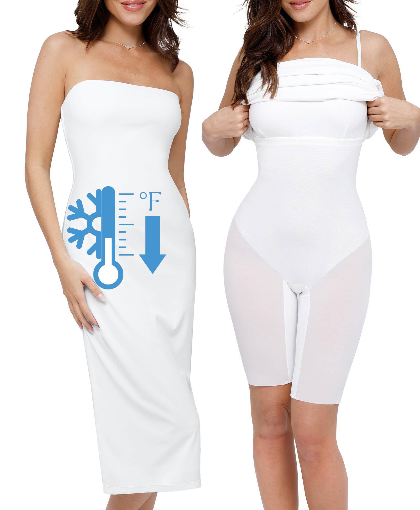 Popilush Women's Maxi Shapewear Dress with Built-in Bra & Adjustable Straps - Slimming Bodycon Tube Dress for Evening Parties, Weddings & Special Occasions