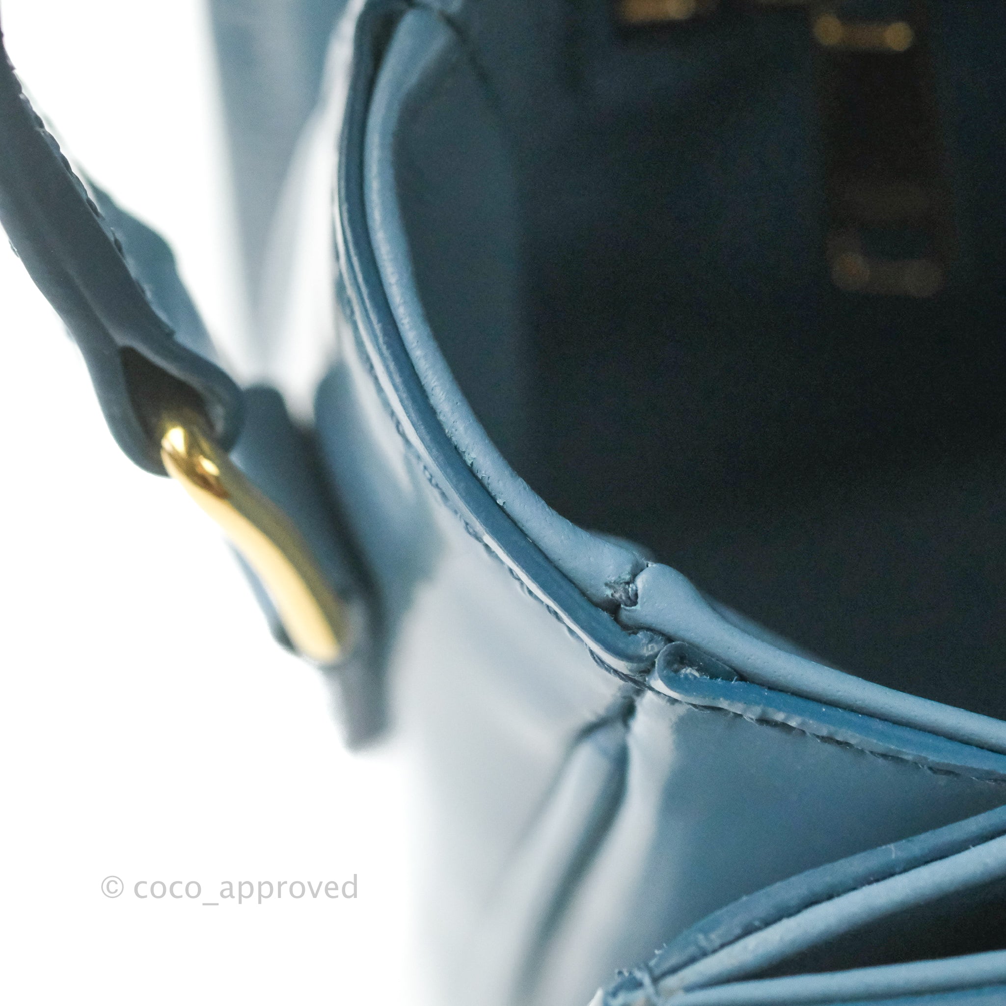 Celine Teen Triomphe Bag in Shiny Calfskin - Denim Blue | Luxury Crossbody Handbag for Women | Perfect for Date Night, Office & Travel