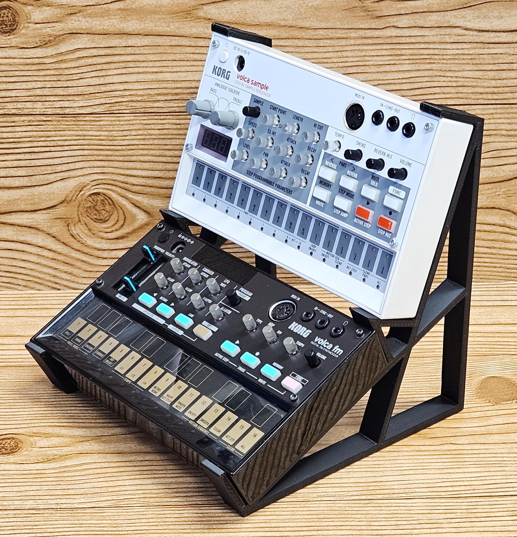 2 Tier Black Desktop Stand for Korg Volca Beats, Bass, FM, Keys, Nubass, Loop & Sampler - Sturdy Synthesizer & Drum Machine Organizer - Perfect for Music Production & Live Performances