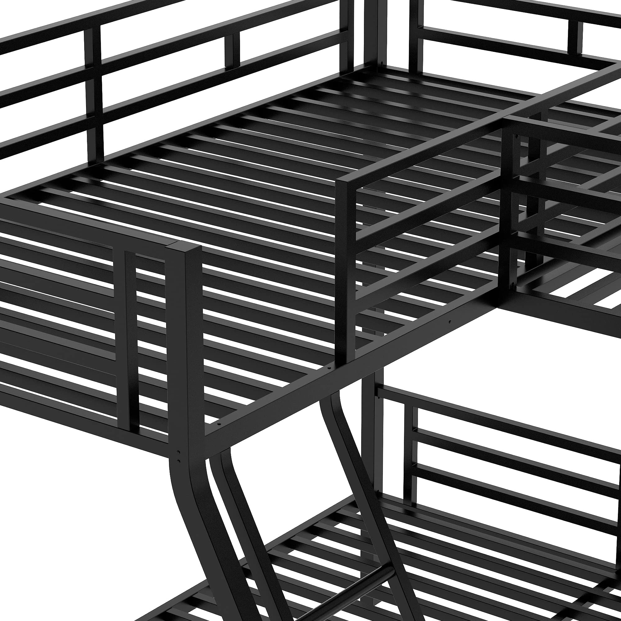 Metal Bunk Bed Frame with Loft & Desk - Twin Over Full for Kids' Bedroom