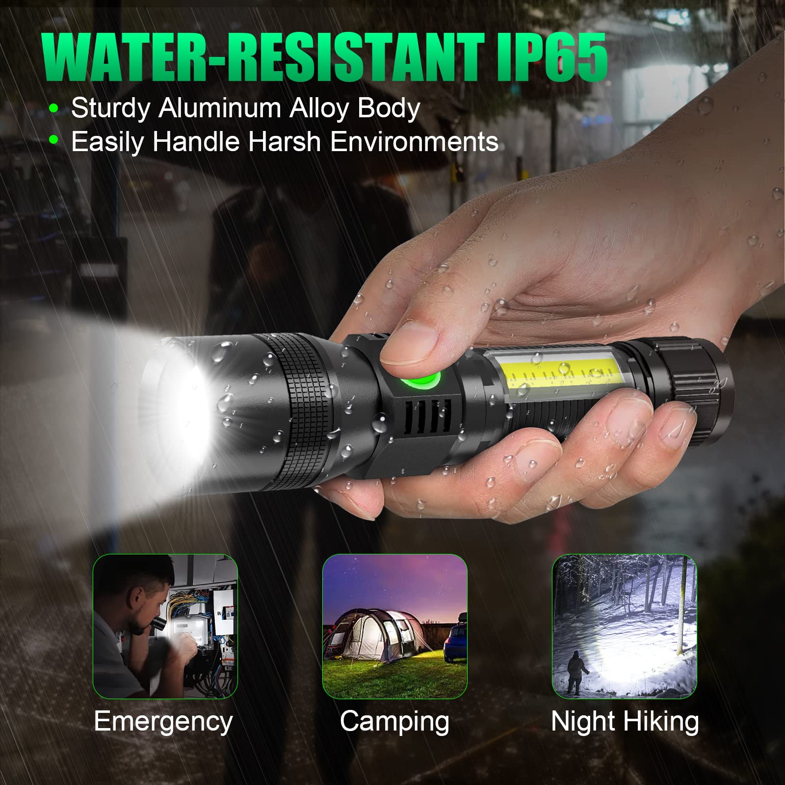 Rechargeable UV Flashlight Black Light - 1000 Lumen 3-in-1 Magnetic Tactical LED Flashlight with 7 Modes, Waterproof for Camping, Emergencies, Pet Urine Detection, Hunting & Home Inspection