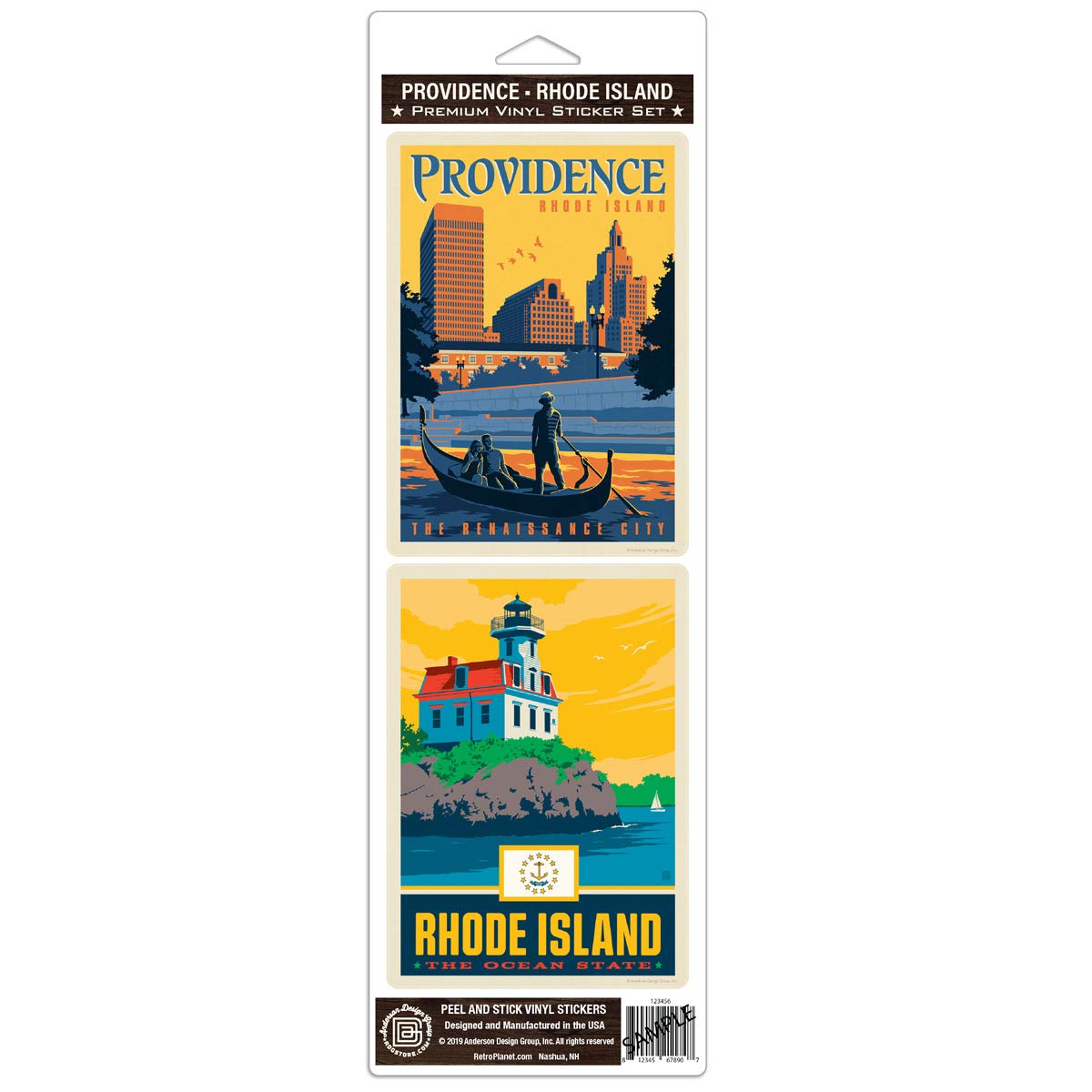 Providence Rhode Island Renaissance City Sticker Set of 2 - Waterproof Vinyl Decals for Laptops, Water Bottles & Travel Accessories