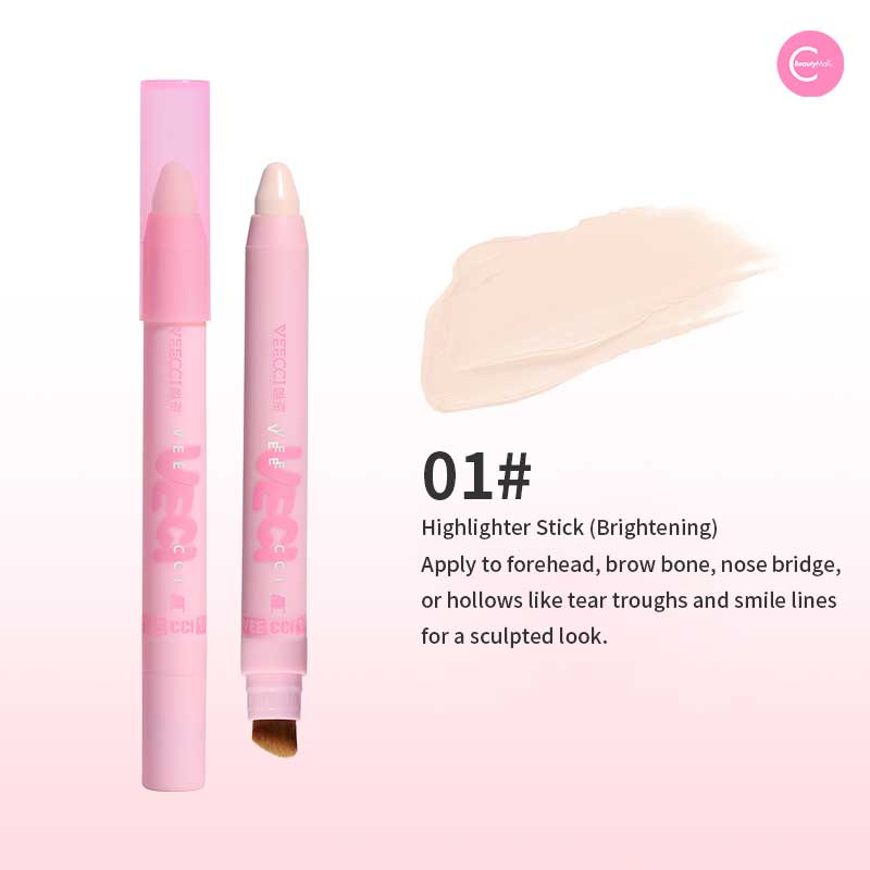 VEECCI 3-in-1 Contour Stick for Face - Cream Bronzer, Highlighter & Blush Makeup Kit | Easy to Blend, Long-Lasting | Perfect for Everyday Makeup, Contouring & Highlighting