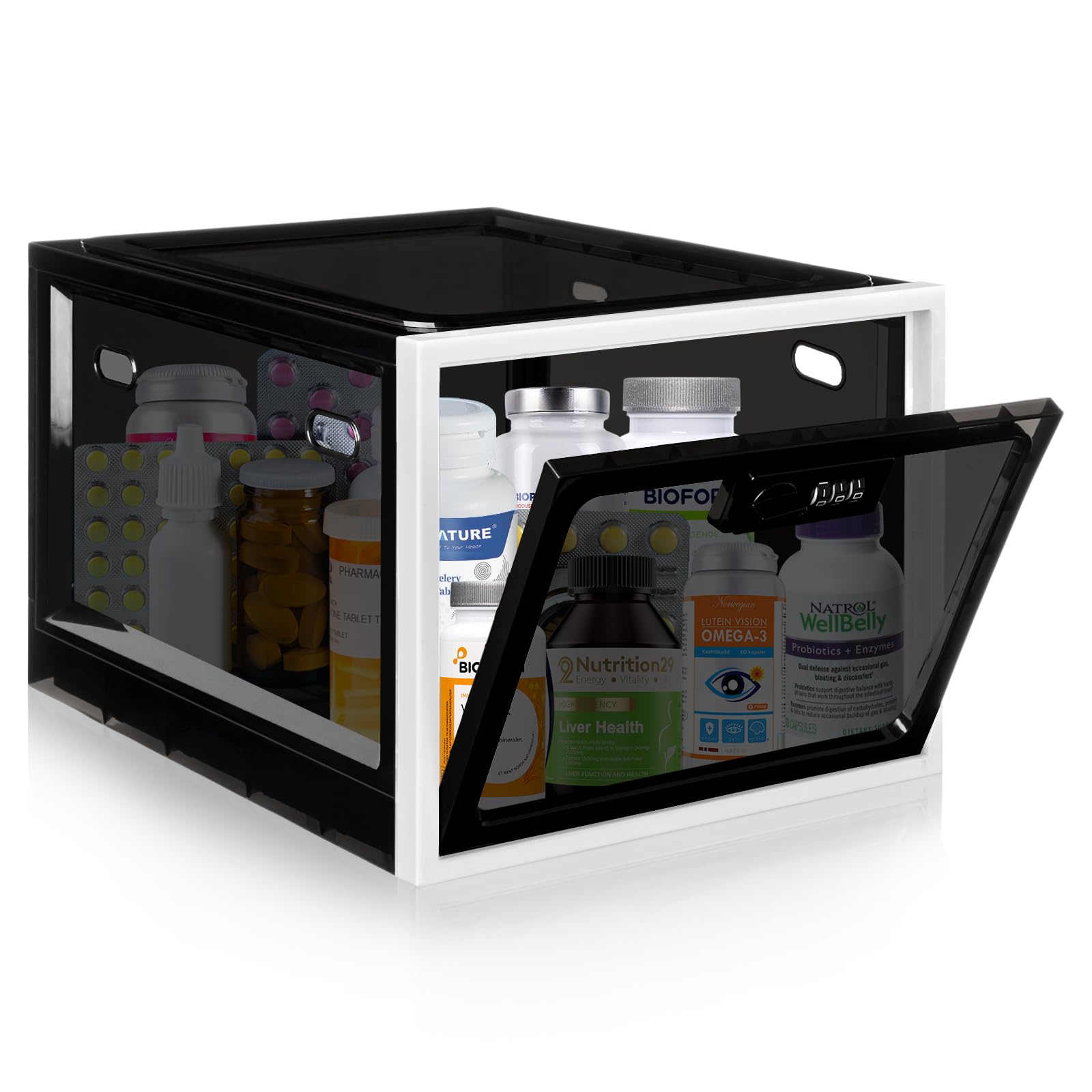 Secure Lockable Storage Box - Premium Medicine & Food Safe Organizer for Fridge, Snacks, Phone, Tablet | Home & Travel Safety Solution for Medications, Valuables & Essentials