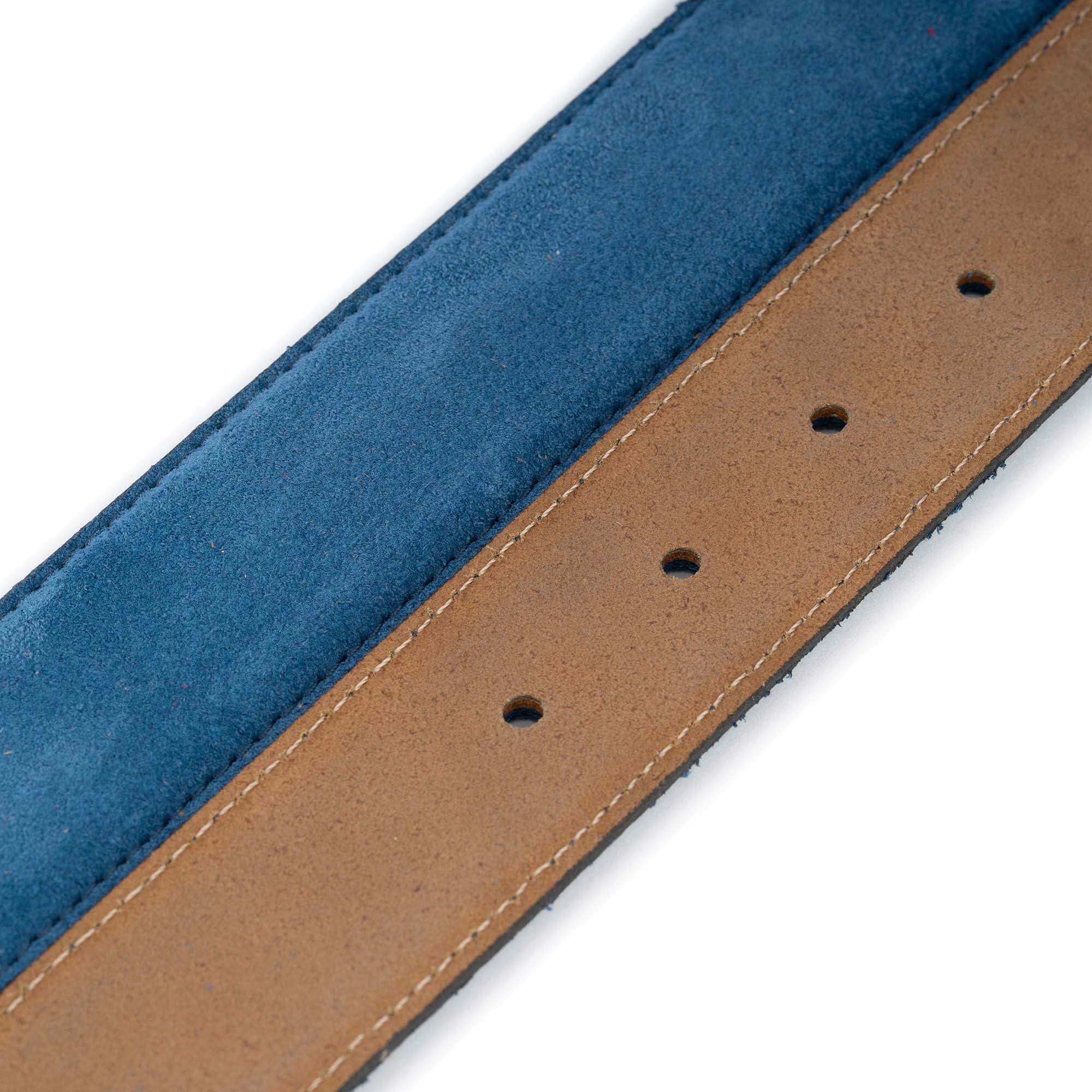 Dunhill Buckle Replacement Light Blue Suede Belt with Premade Holes - Perfect for Formal Wear & Business Attire