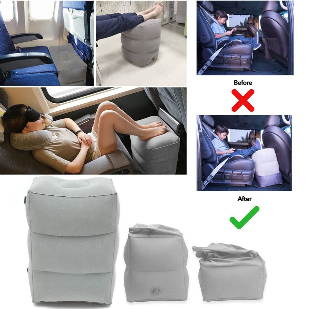 **POPETPOP Inflatable Foot Rest for Air Travel - Adjustable Height Leg Pillow, Toddler Airplane Bed & Travel Foot Rest Cushion | Portable Comfort for Long Flights, Road Trips & Office Use**