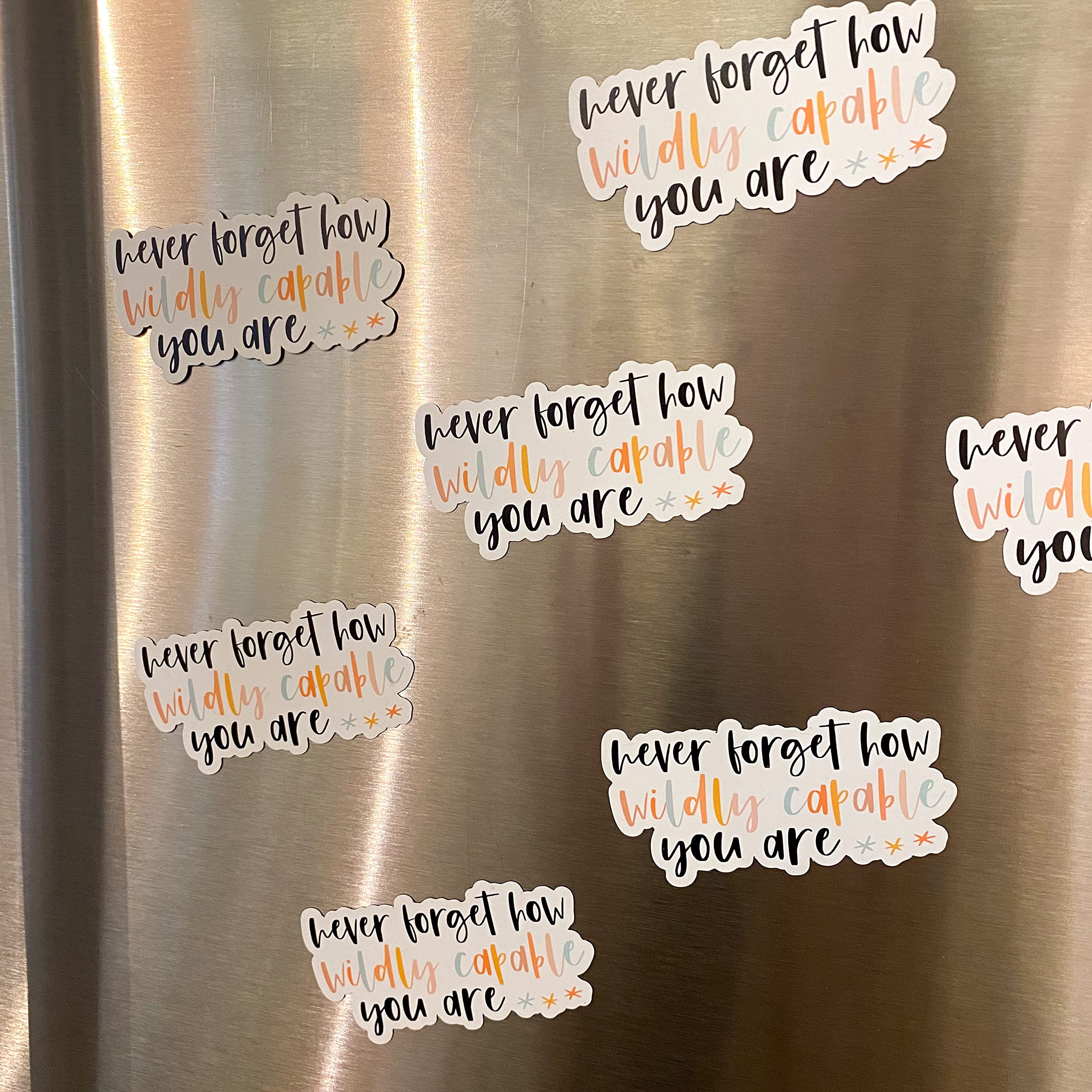 Cute Fridge Magnets with Inspirational Quotes - Never Forget How Wildly Capable You Are | Motivational Locker & Refrigerator Magnets for Home, Office & Gifts | Be Nice