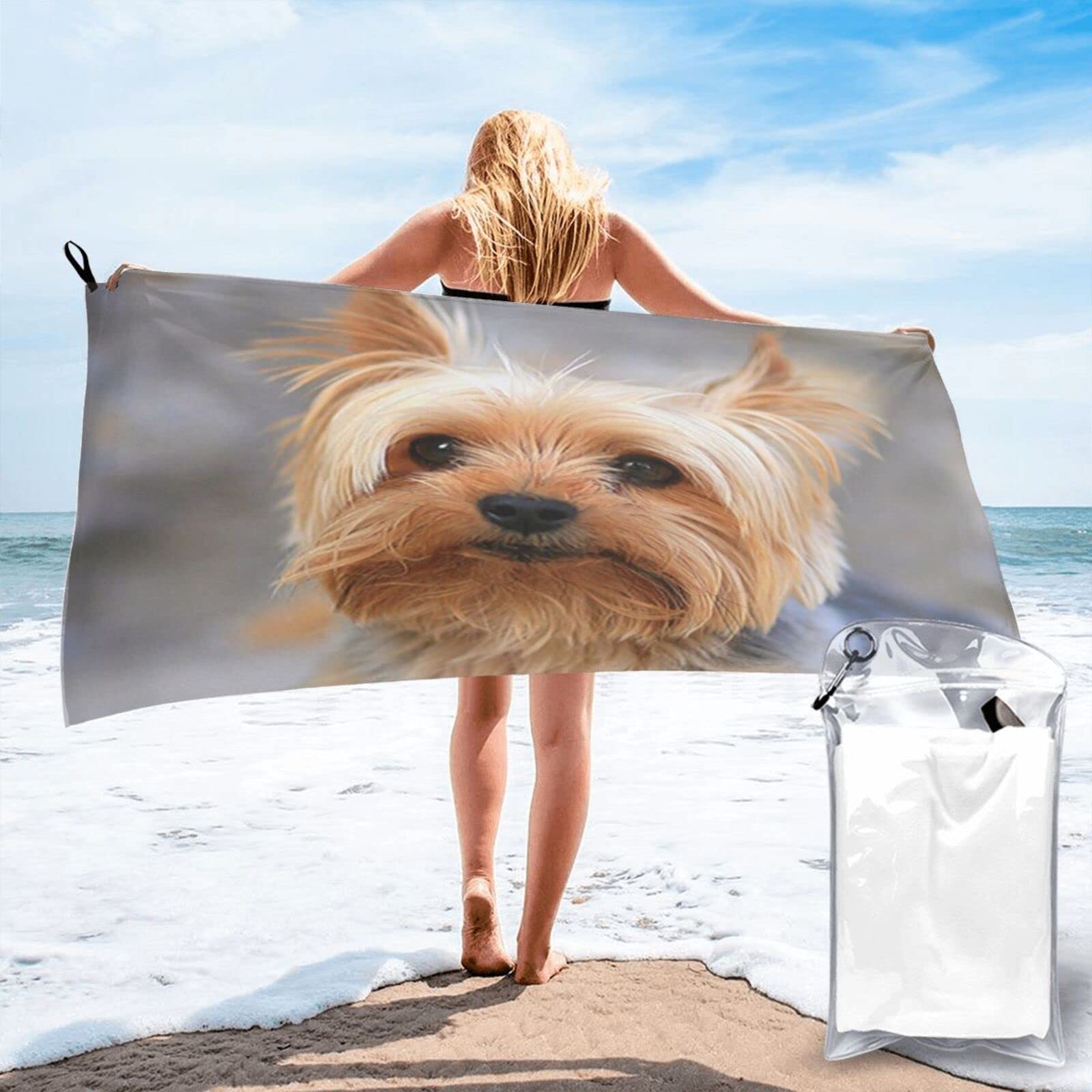 Quick Dry Microfiber Beach Towel for Dogs - Sand Free, Lightweight Travel Towel with Pocket for Women & Men - Perfect for Pool, Swimming, Gym, Beach Trips and Outdoor Adventures