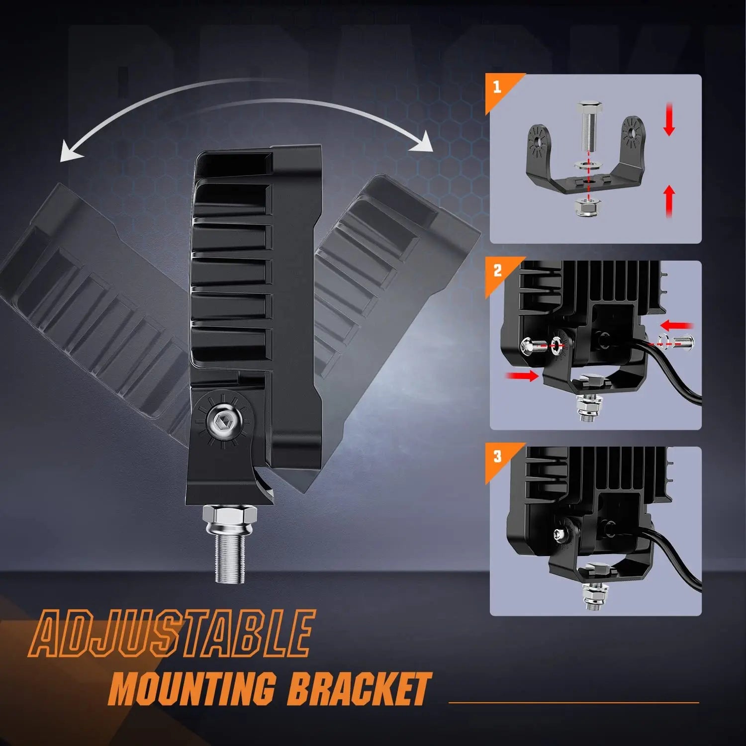 4 Inch 27W 3370LM Square LED Flood Light with EMC (2 Pack) - Durable Work Lights for Garage, Warehouse, Construction Sites & Outdoor Lighting