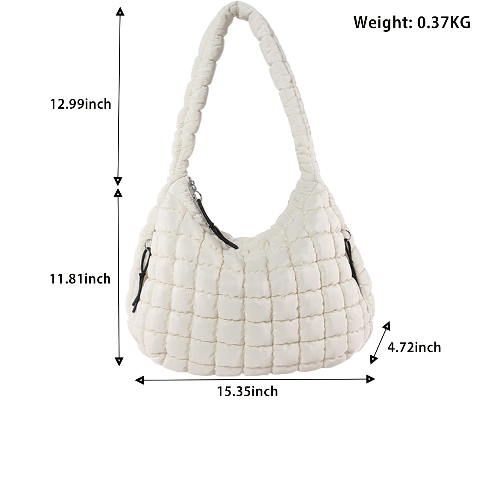 Quilted Puffer Tote Bag for Women - Large Lightweight Crossbody Shoulder Bag - Soft Puffy Carryall Handbag for Work, Travel & Shopping
