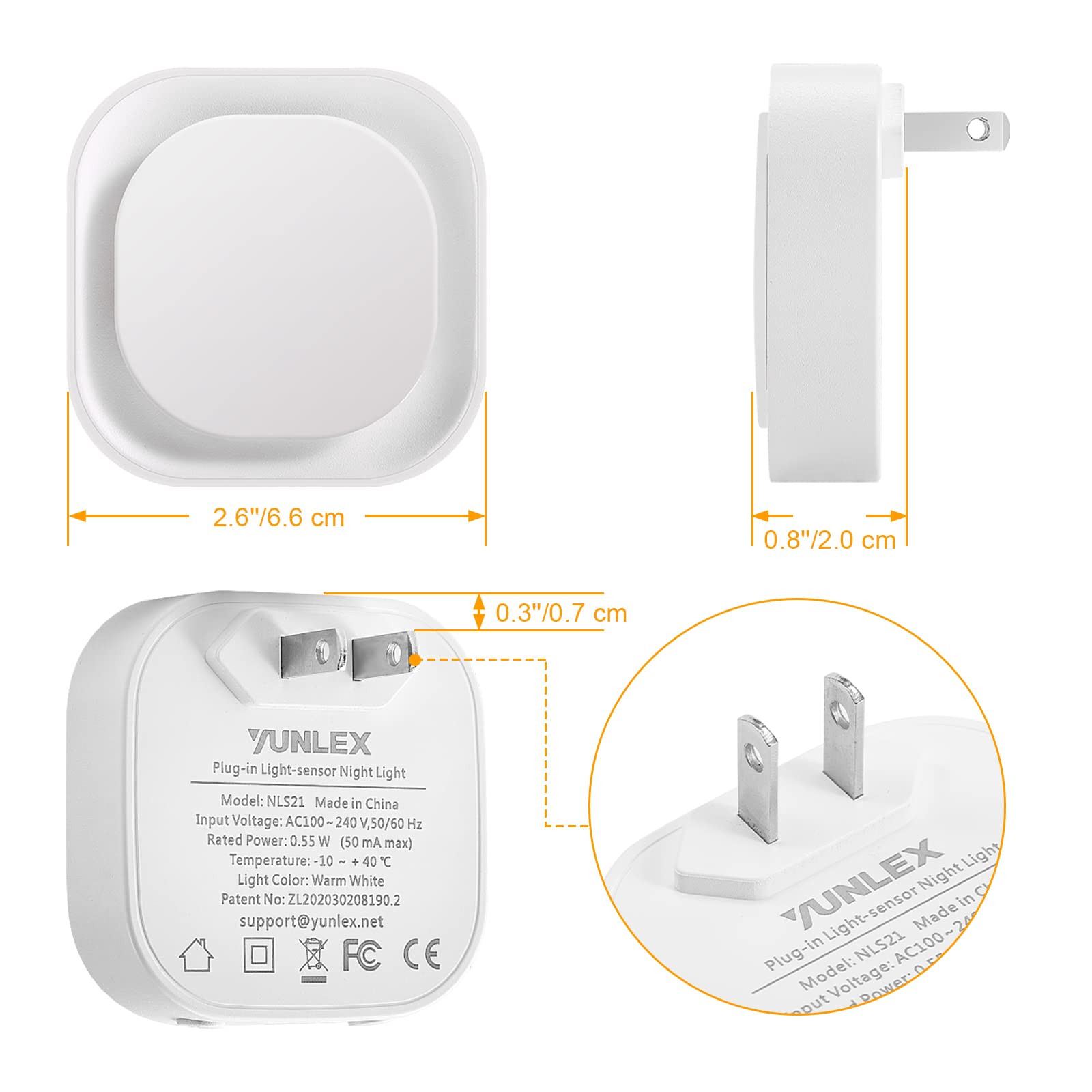 2 Pack Dimmable LED Night Light with Auto Dusk to Dawn Sensor - Soft Glow Daylight White Plug-in Wall Light for Bathroom, Hallway, Stairs, Kitchen, Bedroom, Garage - Perfect for Nighttime Safety and Convenience