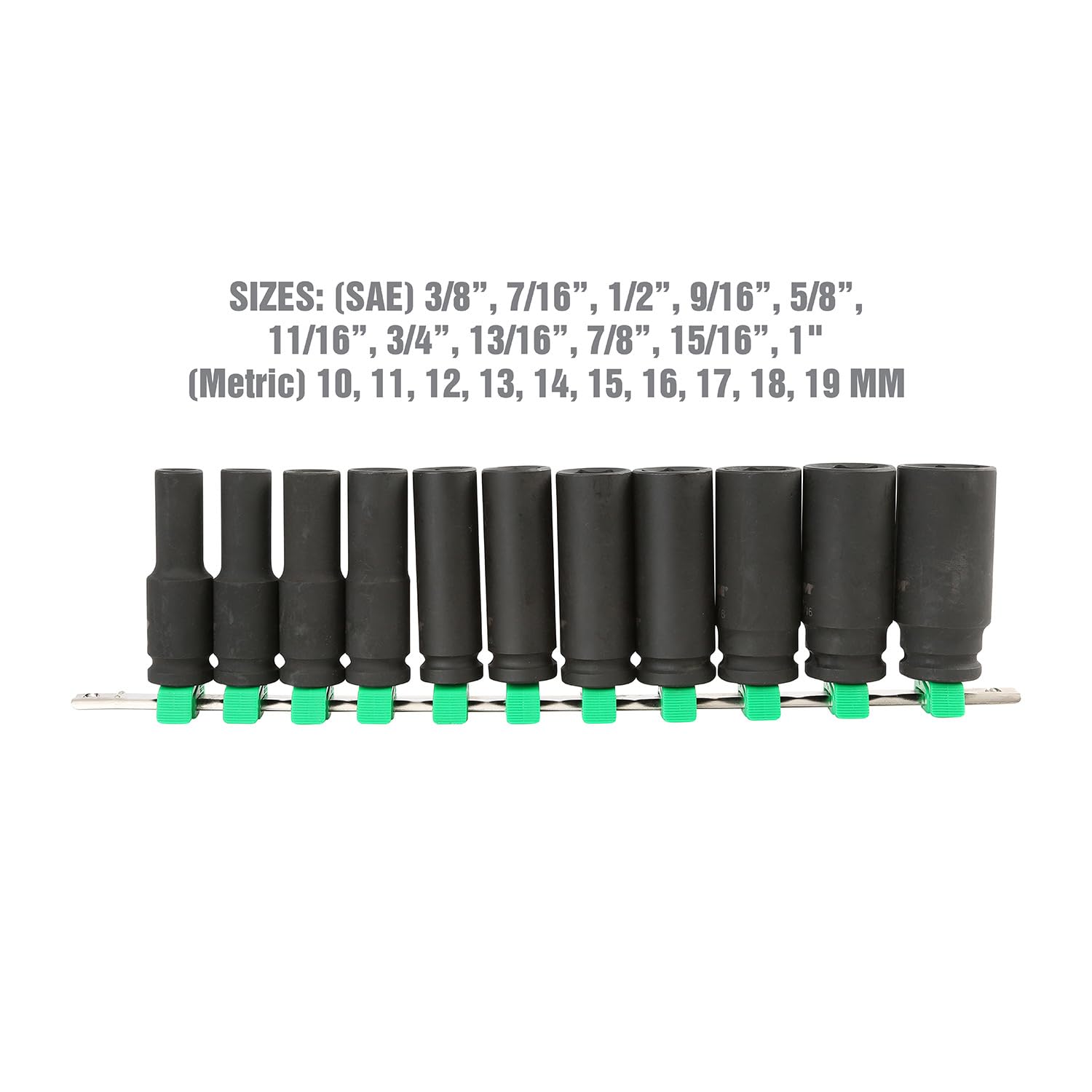OEMTOOLS 25594 1/2 Inch Drive SAE Deep Impact Socket Set (11-Piece) - Heavy Duty Impact Sockets for Automotive Repair & Mechanical Work