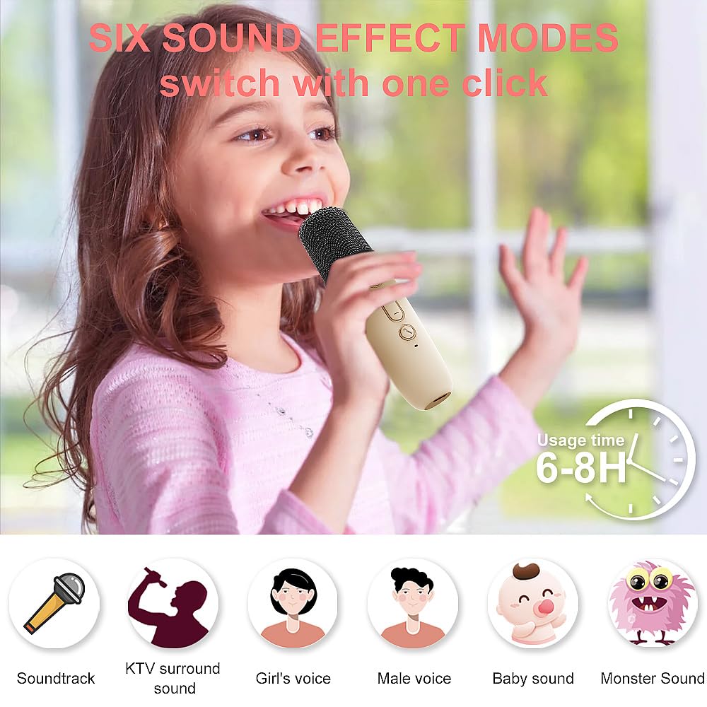 Portable Mini Karaoke Machine for Kids with Bluetooth Speaker & Wireless Microphone - Best Music Toy Gift for Girls & Boys Ages 4-12 (Beige) | Perfect for Birthday, Christmas, Home Singing & Party Entertainment