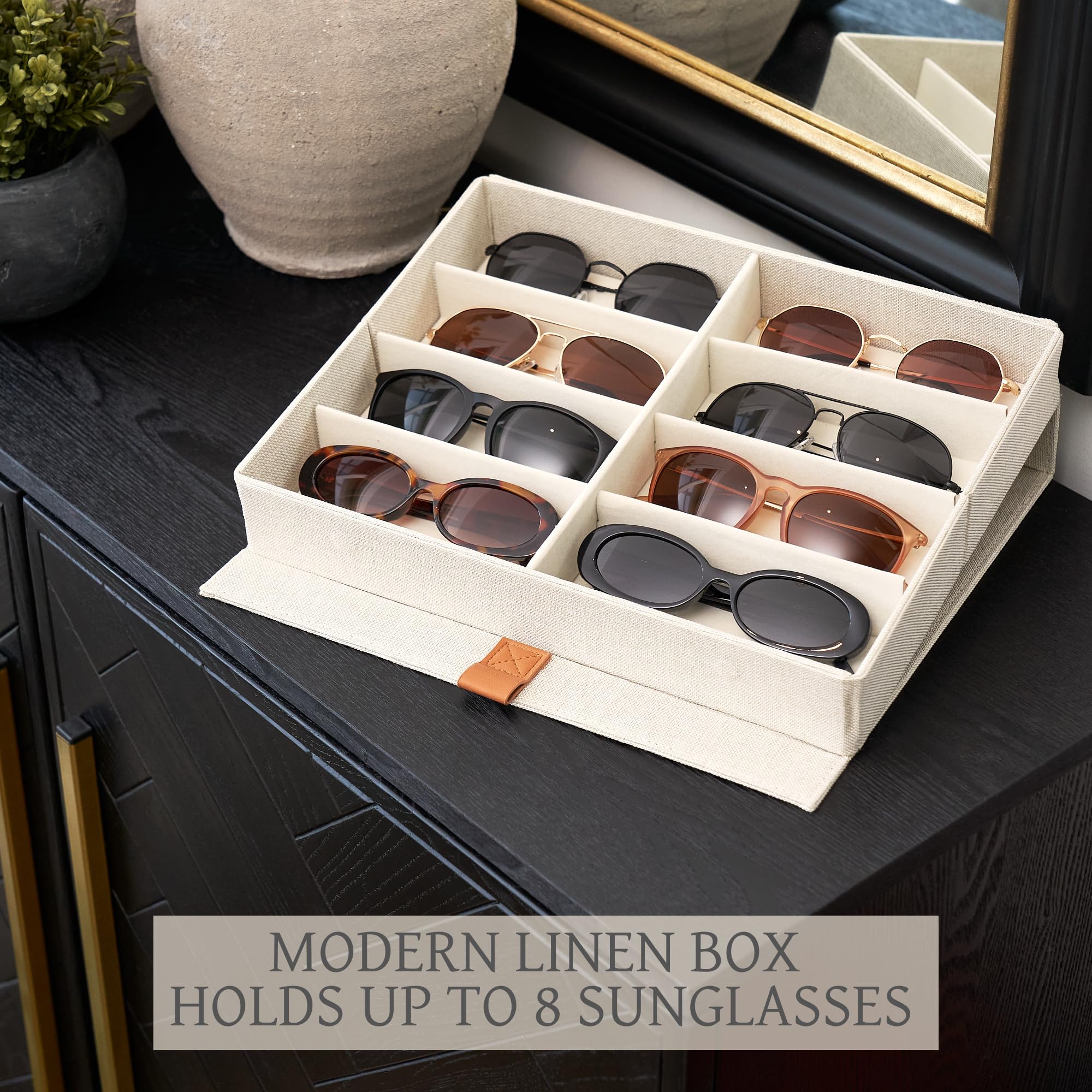 ZICOTO Sunglass Storage Organizer Case for 8 Pairs - Stylish Eyewear Holder with Dust Protection | Perfect for Home, Office, and Travel Organization