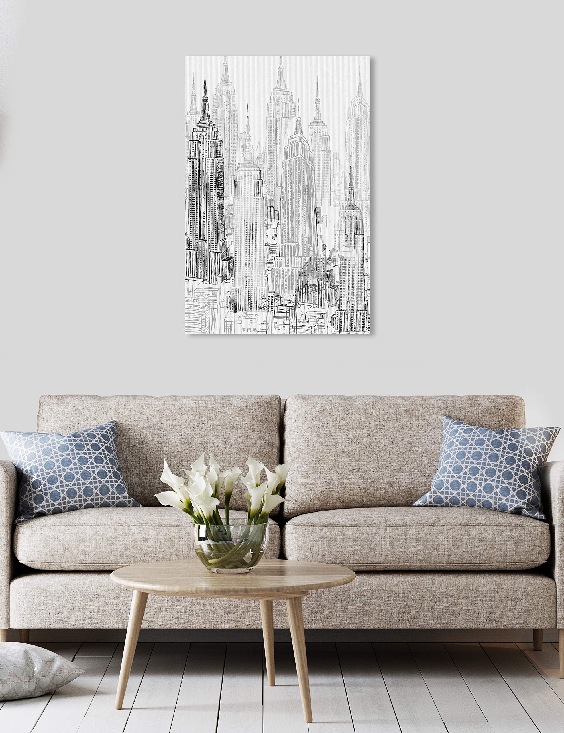 City Skyline Wall Art Canvas Prints - Modern Urban Buildings & Skylines Decor for Home & Office