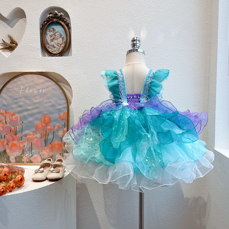 Elegant Baby Sequin Puff Dress for Toddler Girls - Princess Birthday Party Costume | Perfect for Birthday Celebrations, Photo Shoots & Special Occasions