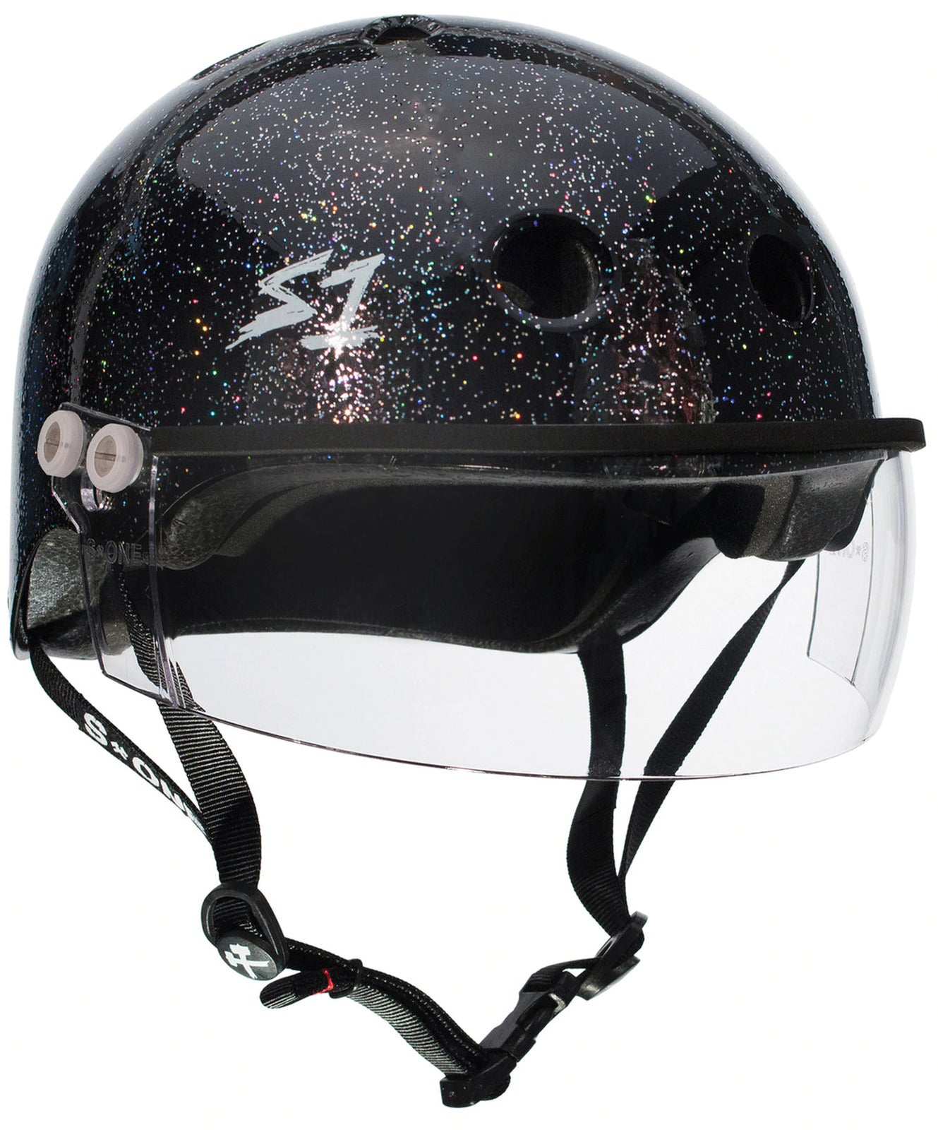S1 Lifer Visor Helmet - Black Glitter Motorcycle Helmet for Men & Women - Lightweight DOT Certified Bike Helmet for Cruiser, Scooter & Street Riding