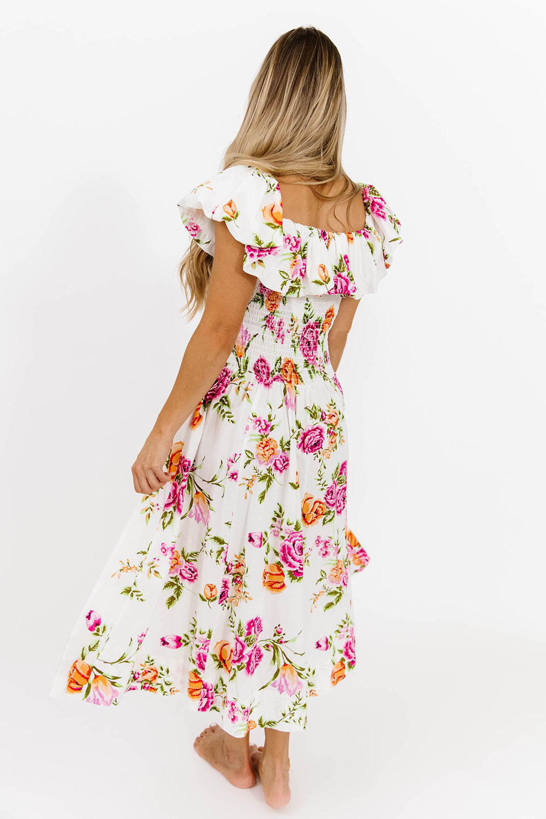 Laney Floral Maxi Dress for Women - Elegant White Floral Print Summer Dress - Perfect for Beach Vacations, Weddings & Outdoor Parties