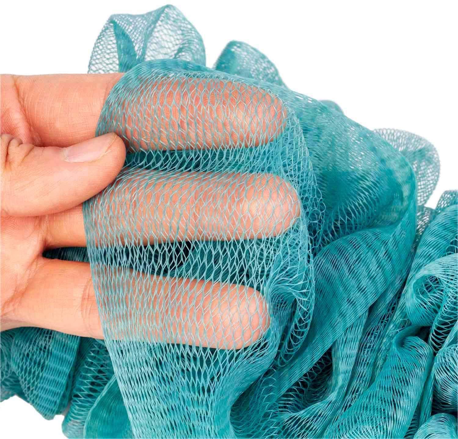 Exfoliating Loofah Bath Sponge with Soft Mesh Puffs - 2 Pack Colorful Shower Sponge Balls for Gentle Skin Cleansing & Body Scrub - Perfect for Shower, Bath, Spa & Gift Giving