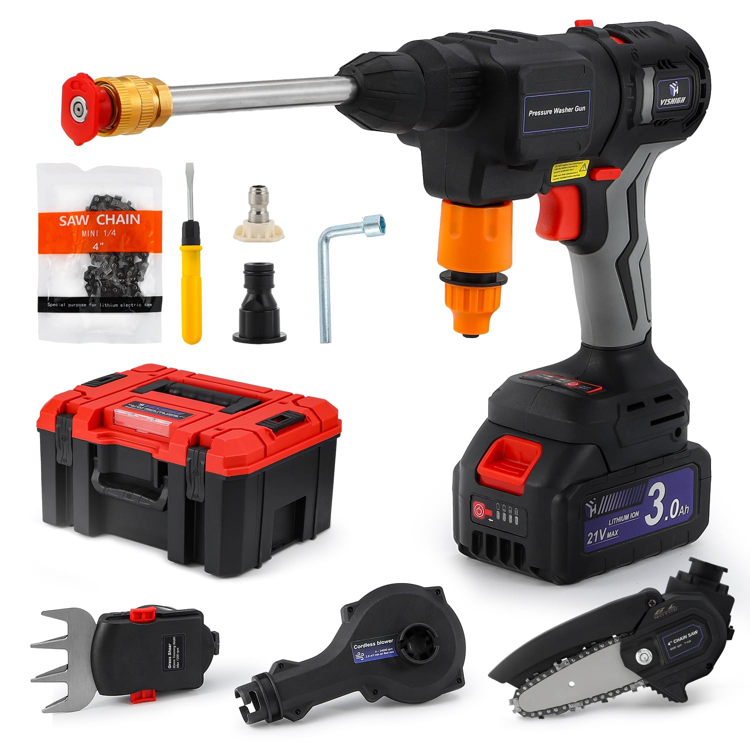20V Cordless 4-Tool Combo Kit with 3Ah Lithium Battery & Storage Case - Drill, Saw, Sander & Trimmer - Perfect for Home DIY, Garden Maintenance & Woodworking Projects