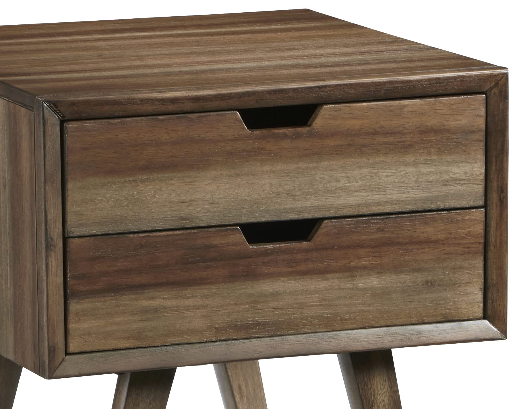 Progressive Furniture Bungalow End Table with Drawers - Brown/Caramel Wooden Side Table for Living Room, Bedroom & Office