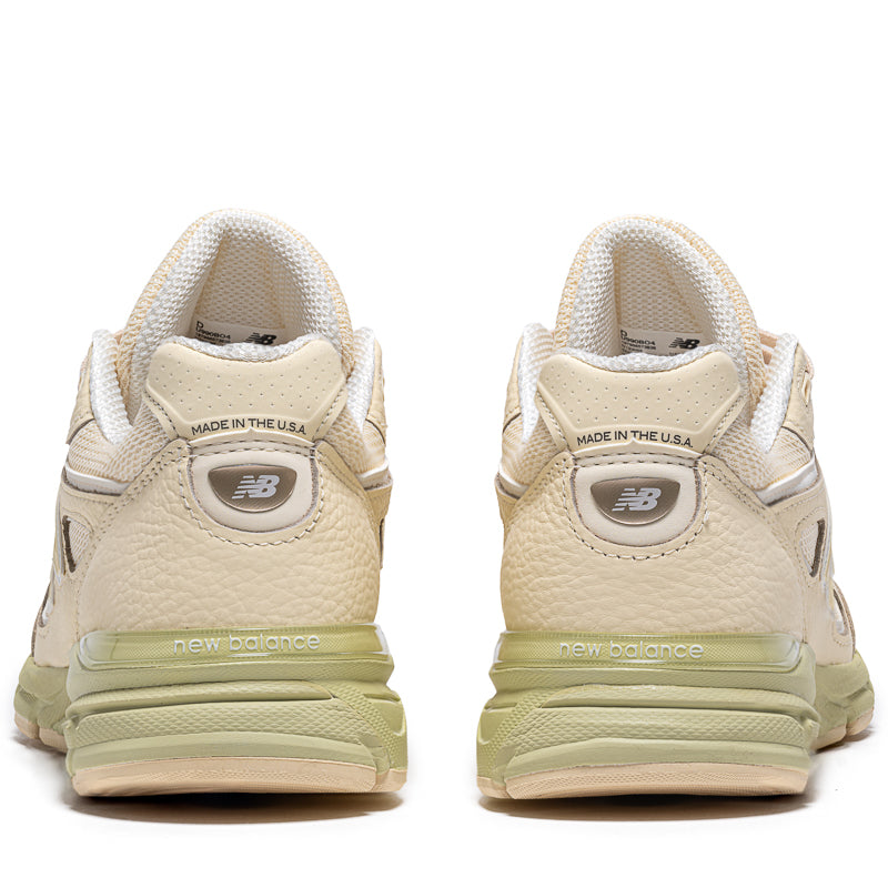 New Balance 990v4 Running Shoes Made in USA - Macadamia Nut/Morel Color - Premium Comfort for Men's Athletic & Casual Wear