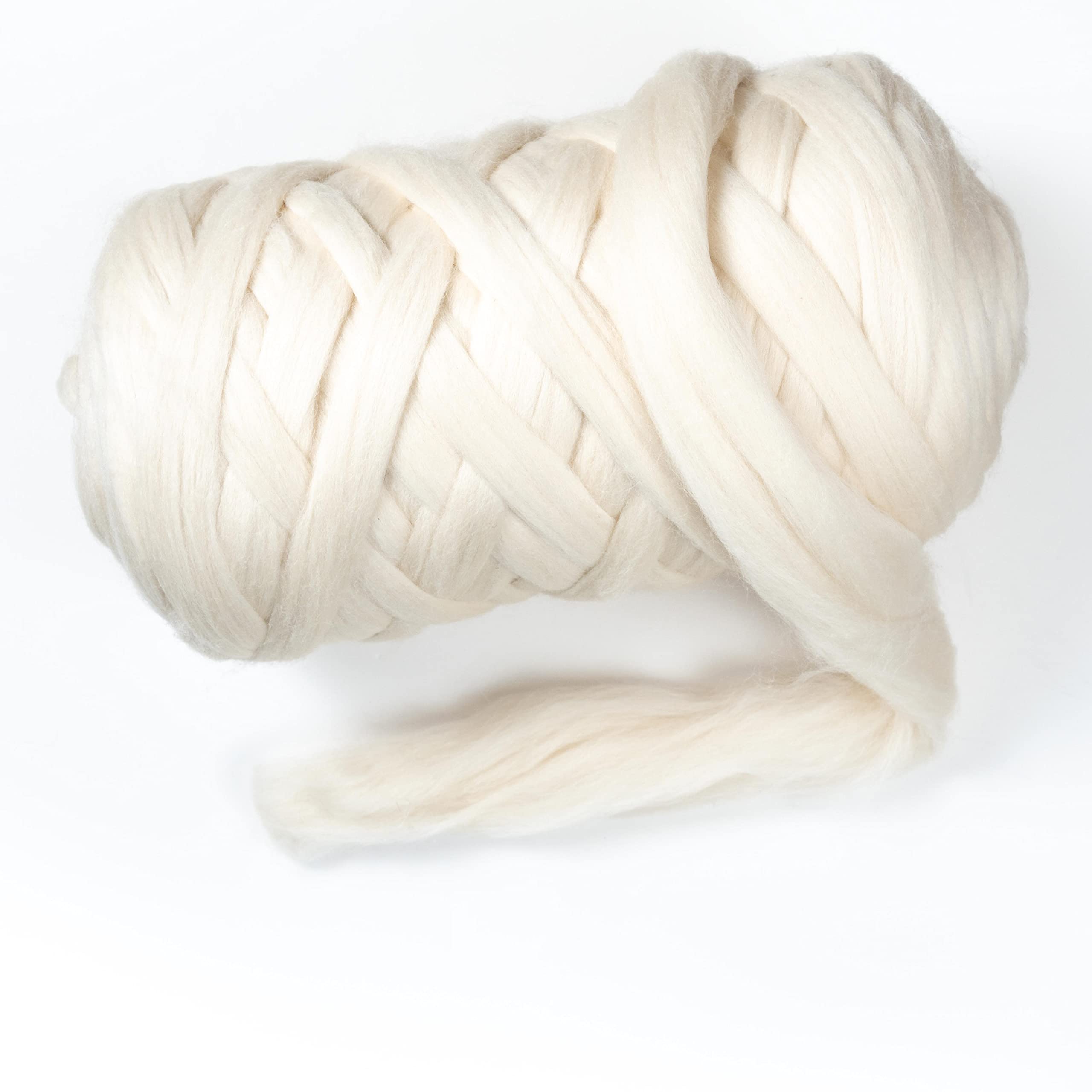 Natural Wool Roving Bulk 8 lb - Undyed Ecru Wool for Spinning, Arm Knitting, Felting, Chunky Blankets & Tapestry | Premium Crafting Wool for DIY Projects, Home Decor & Handmade Gifts