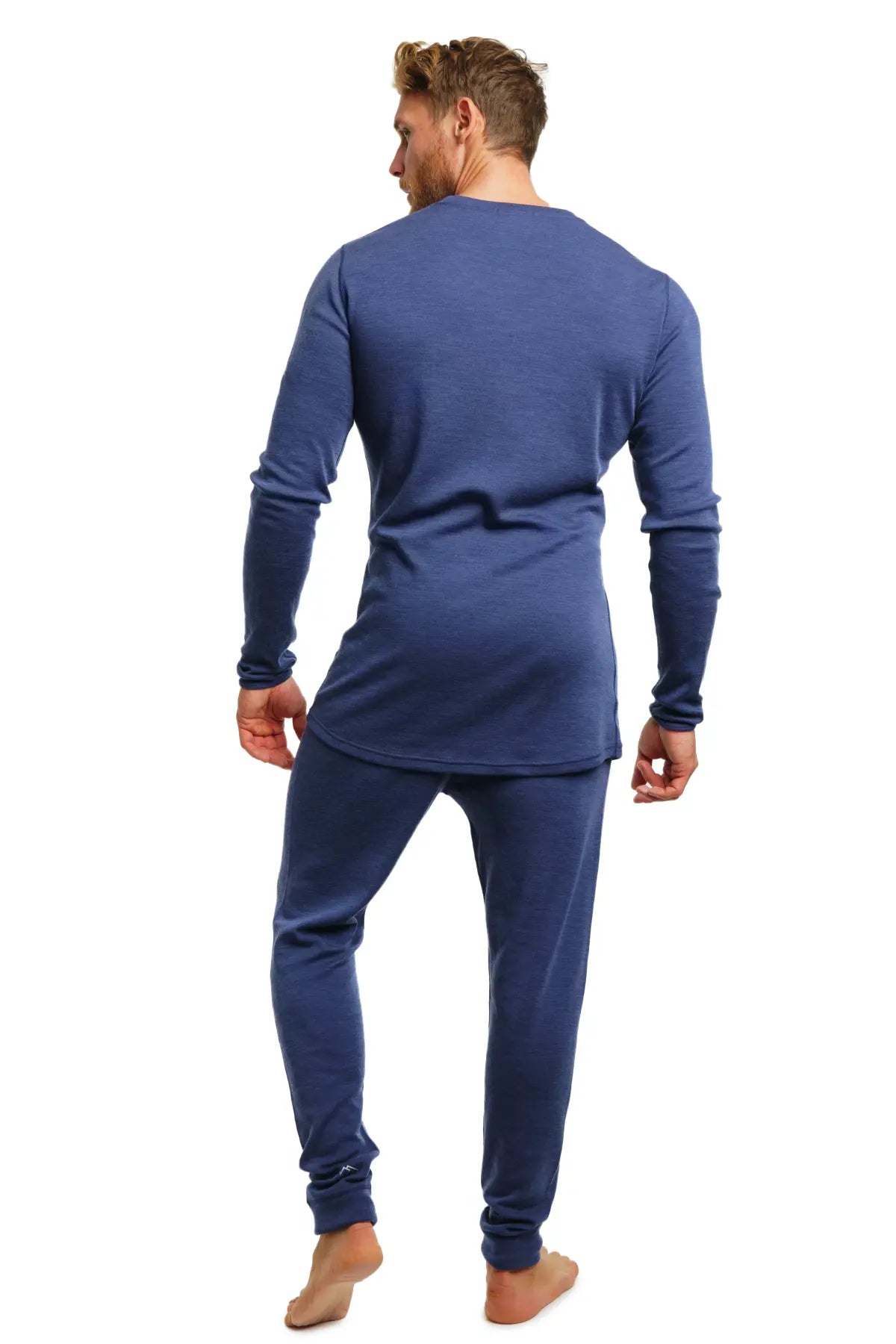 Men's 250g Merino Wool Thermal Underwear Set - Windsor Blue - Warm Base Layer for Skiing, Hiking & Winter Outdoor Activities