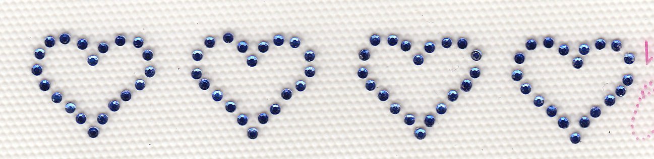 4 Mini Hearts Iron-On Hot Fix Rhinestone Transfers - Sapphire Blue for DIY Clothing, Hats, Bags & Accessories Decoration
