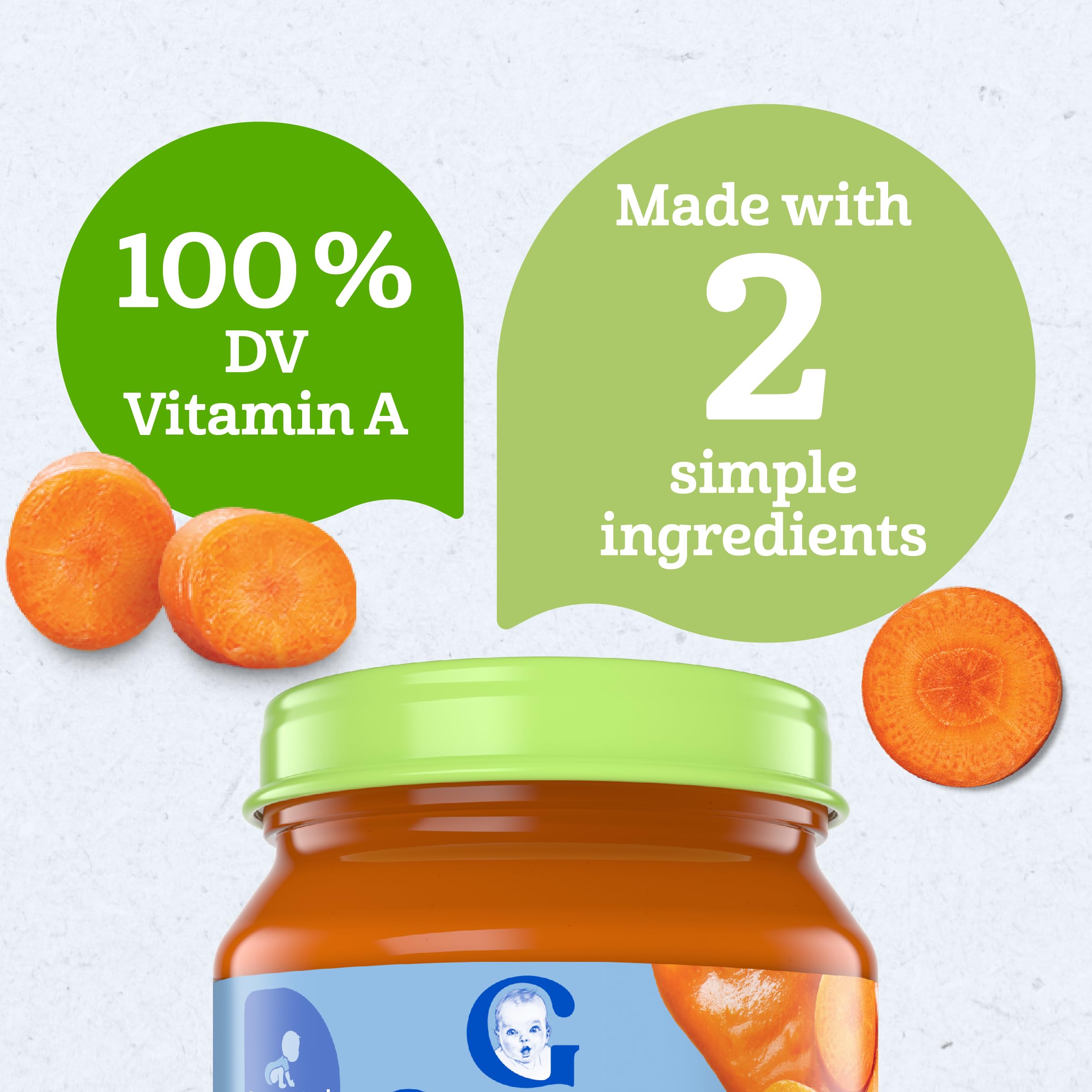 Organic Gerber Stage 1 Baby Food - Carrot Puree in Glass Jars, Non-GMO Vegetable Puree for Infants (10-Pack) | Ideal for First Foods & Healthy Baby Meals