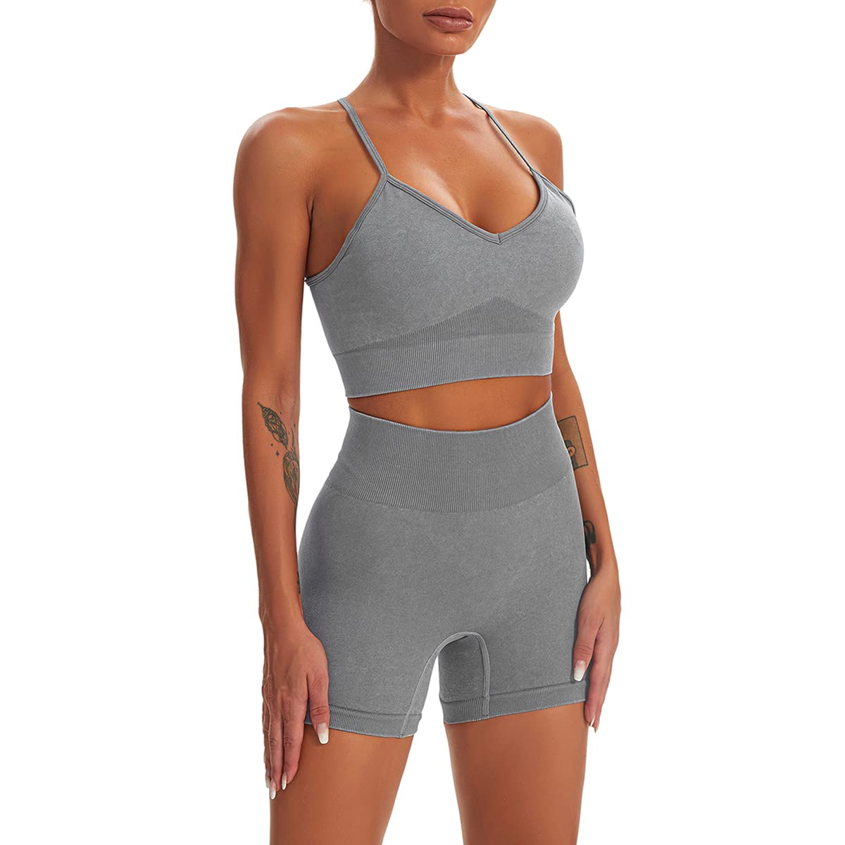 Women's 2-Piece Workout Set - High Waisted Yoga Leggings & Sports Bra Crop Top - Gym Clothes for Yoga, Running & Fitness Training