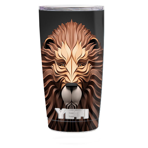 3D Lion Yeti 20oz Stainless Steel Tumbler with Lid - Insulated Travel Mug for Hot & Cold Drinks - Perfect for Camping, Hiking, and Office Use